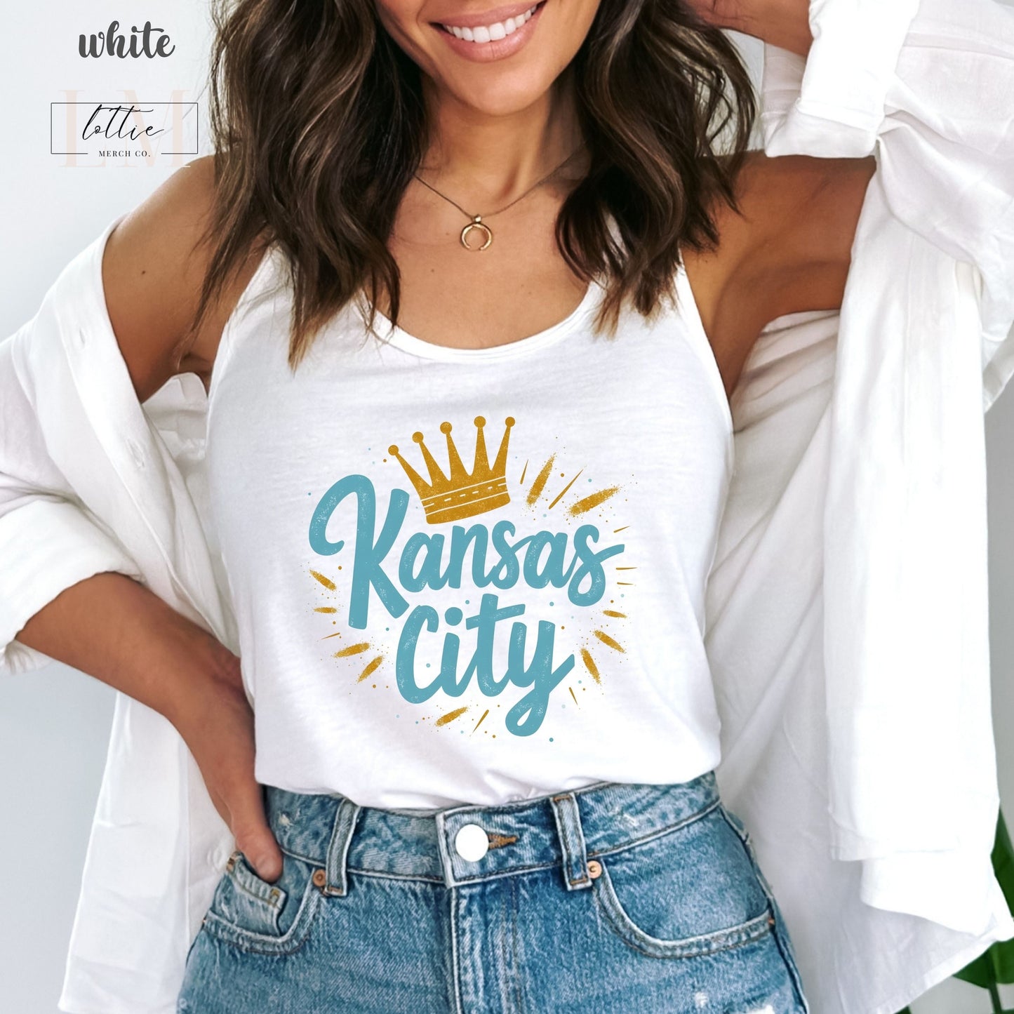 Kansas City Crown Women's Racerback Tank, Kansas City Baseball Tank Top, KC Baseball T-shirt