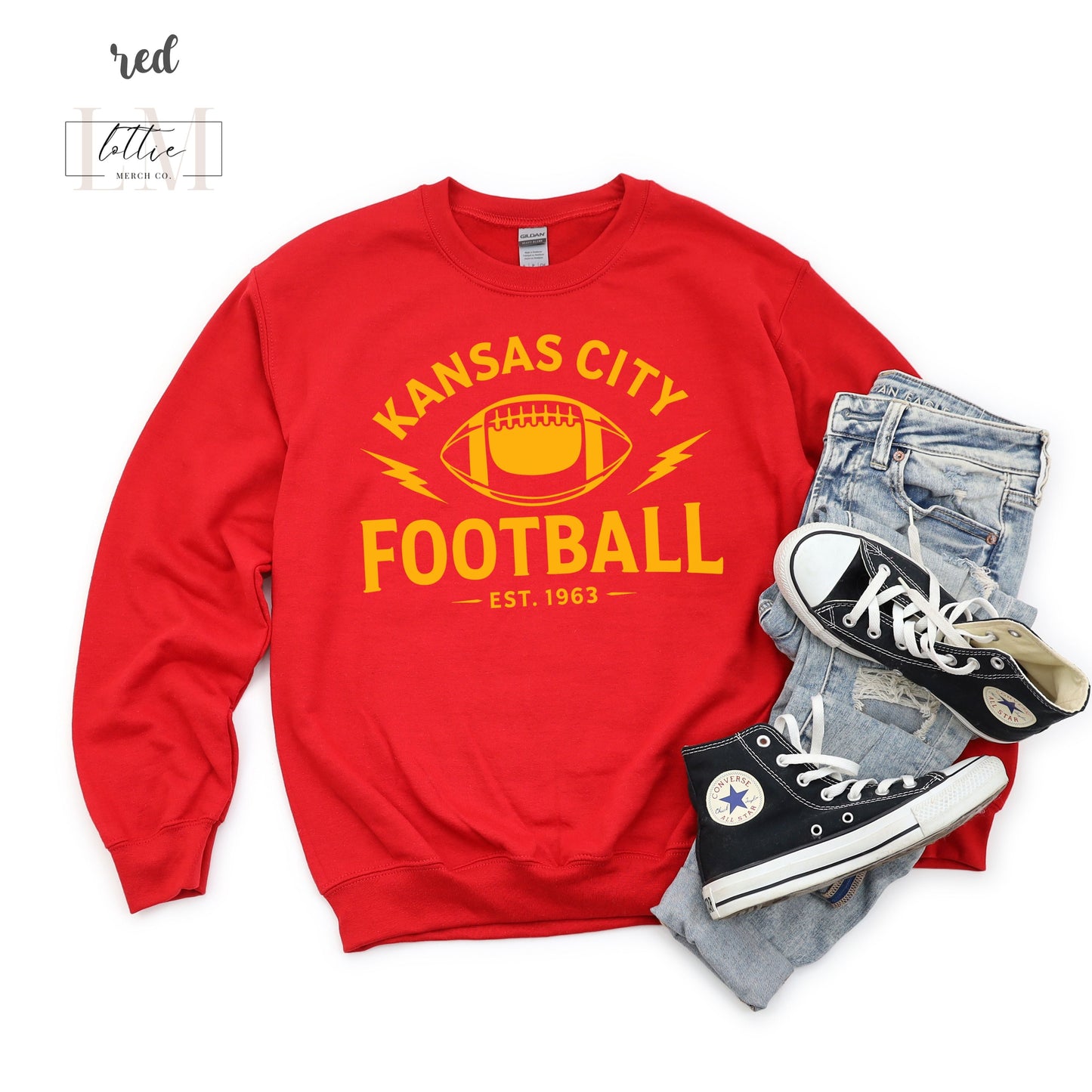 Adult Kansas City Football Lightning Bolt Sweatshirt