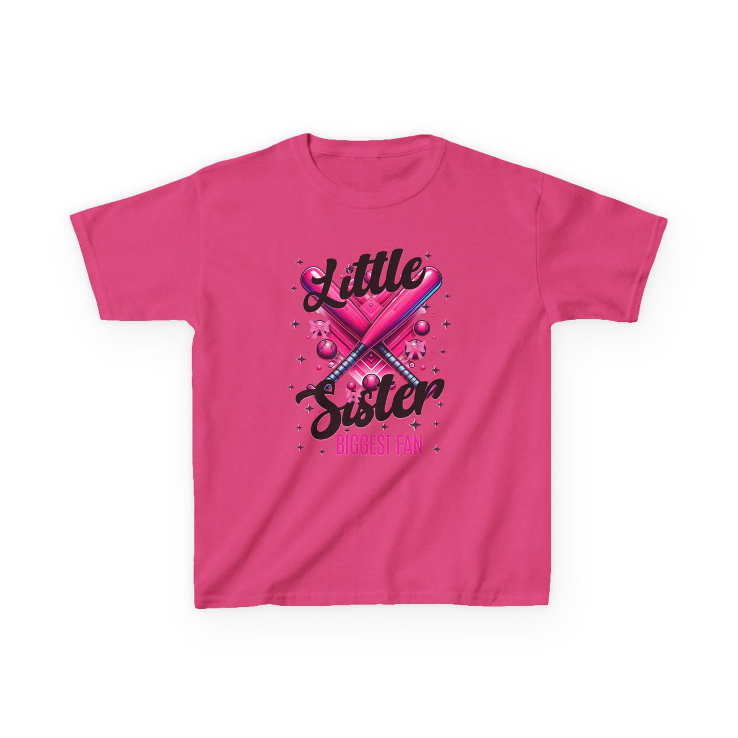 Kids Little Sister Biggest Baseball Softball Fan Tee
