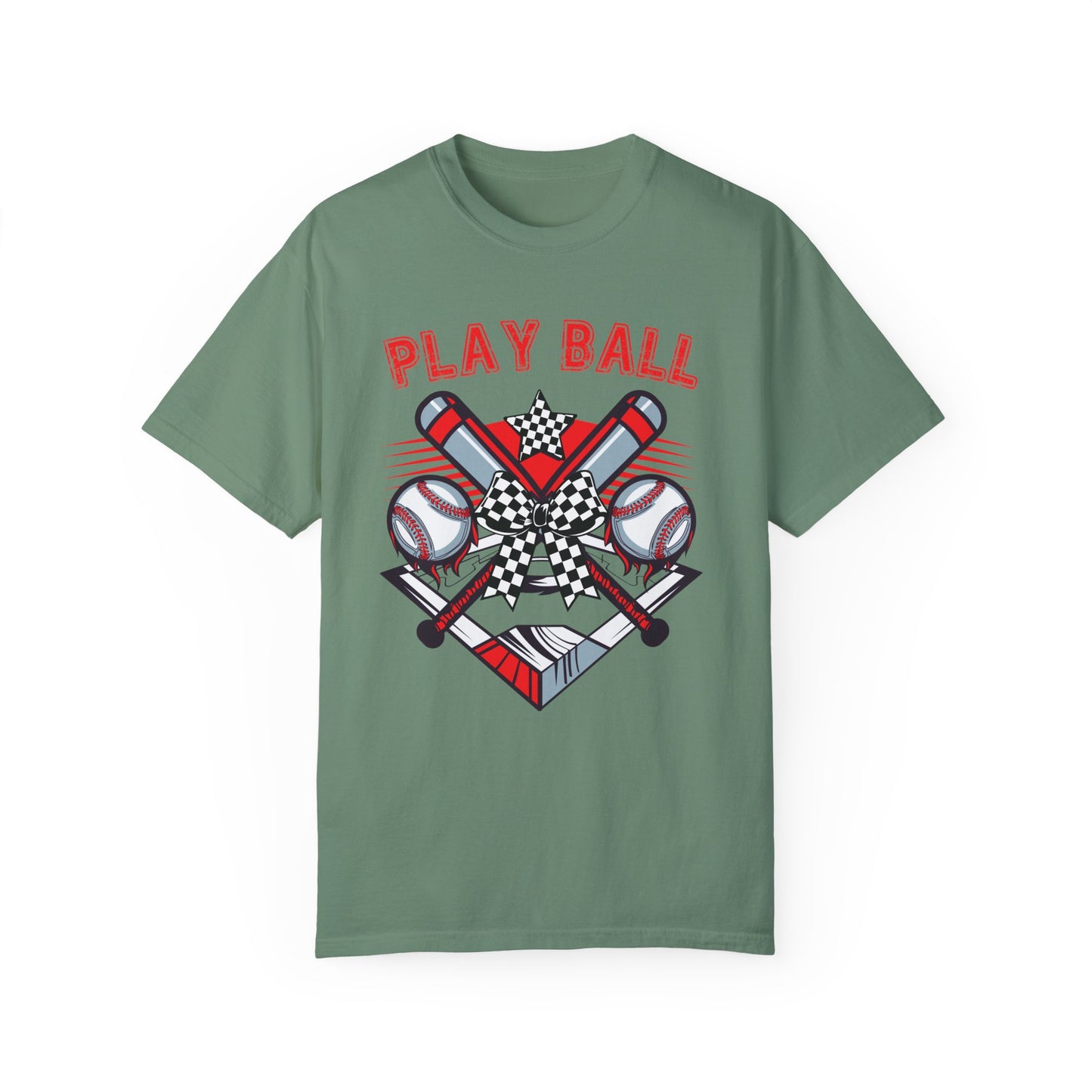 Play Ball Checkered Bow T-Shirt