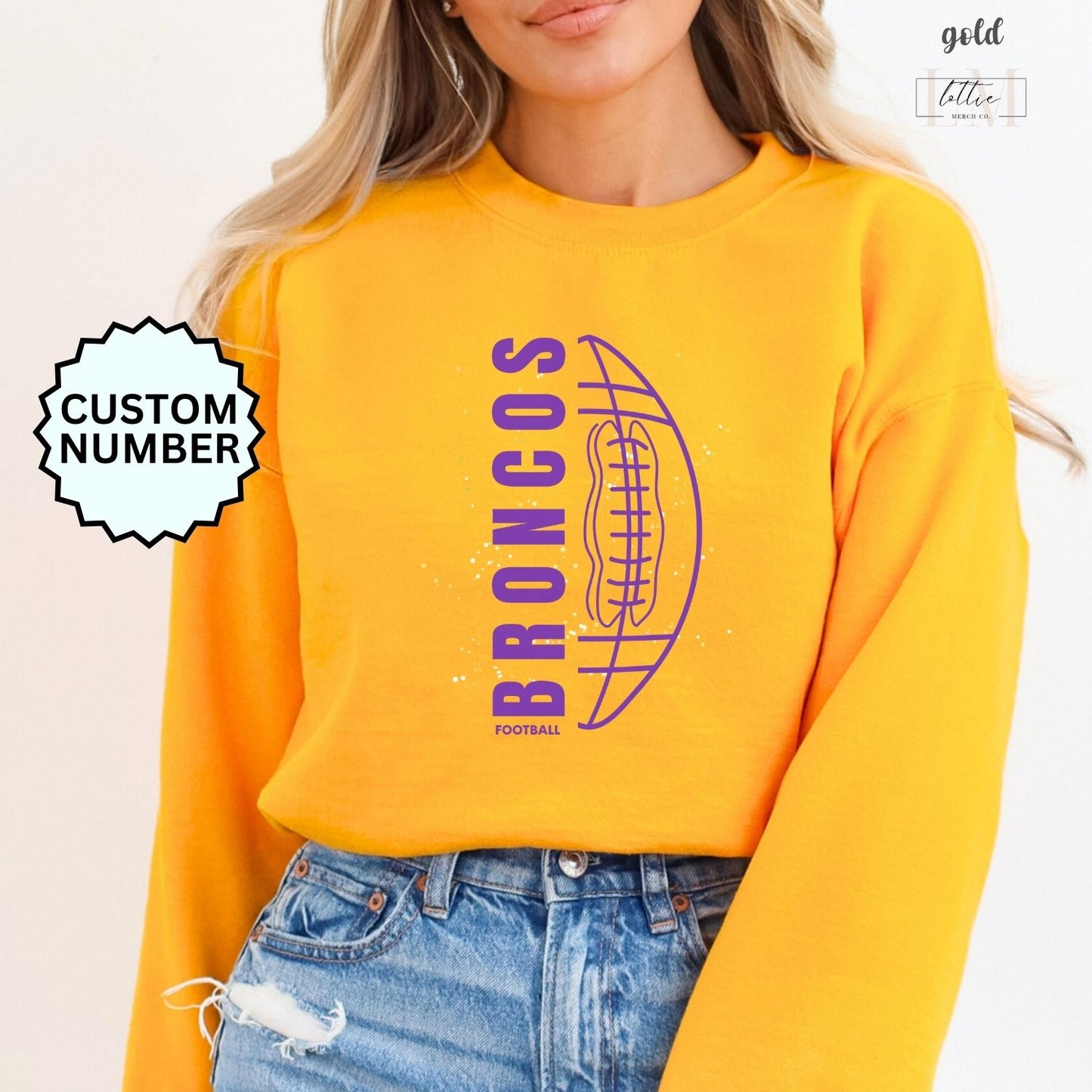 Broncos Football Splatter Sweatshirt Adult