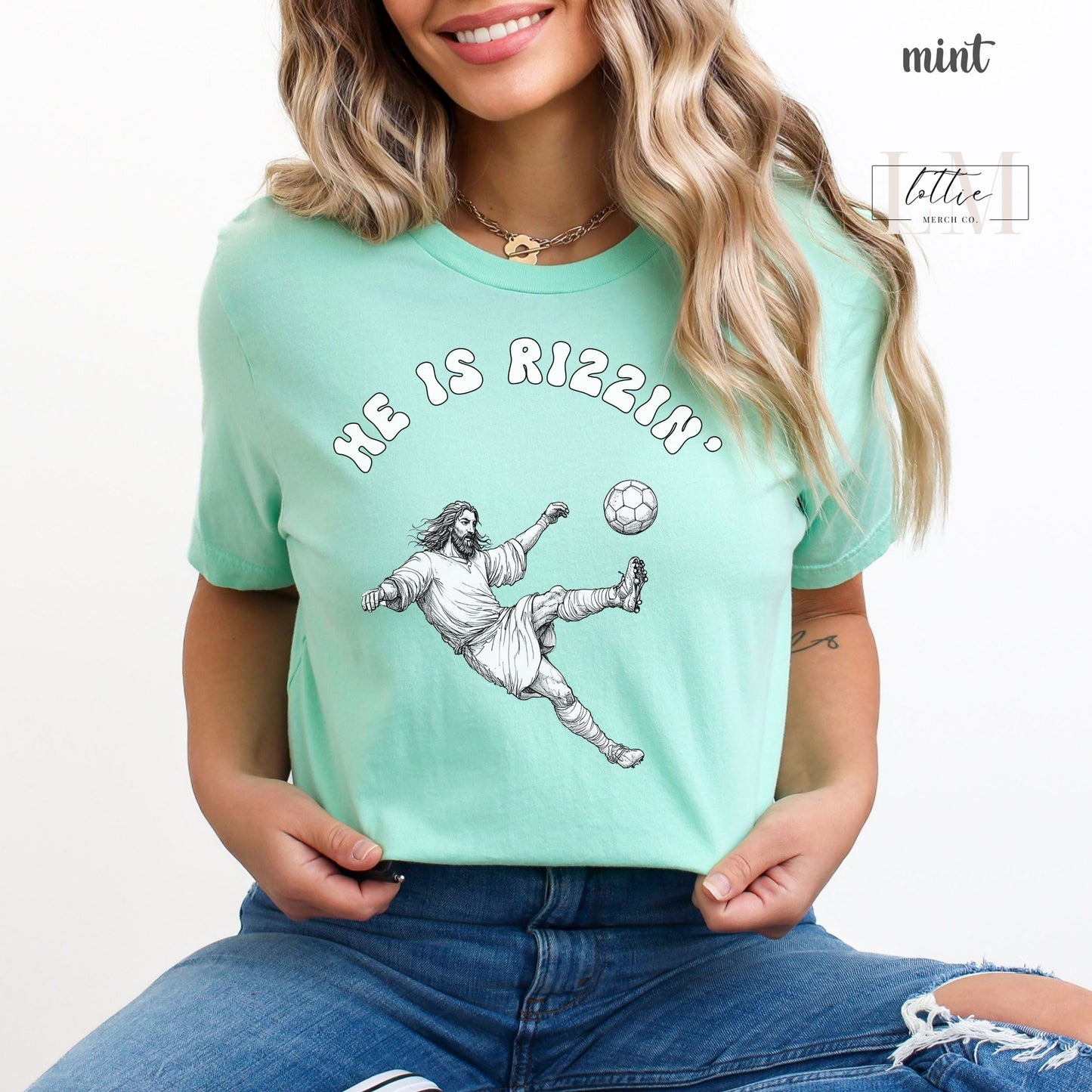 He Is Rizzin' Unisex Jersey Tee | Funny Soccer T-Shirt
