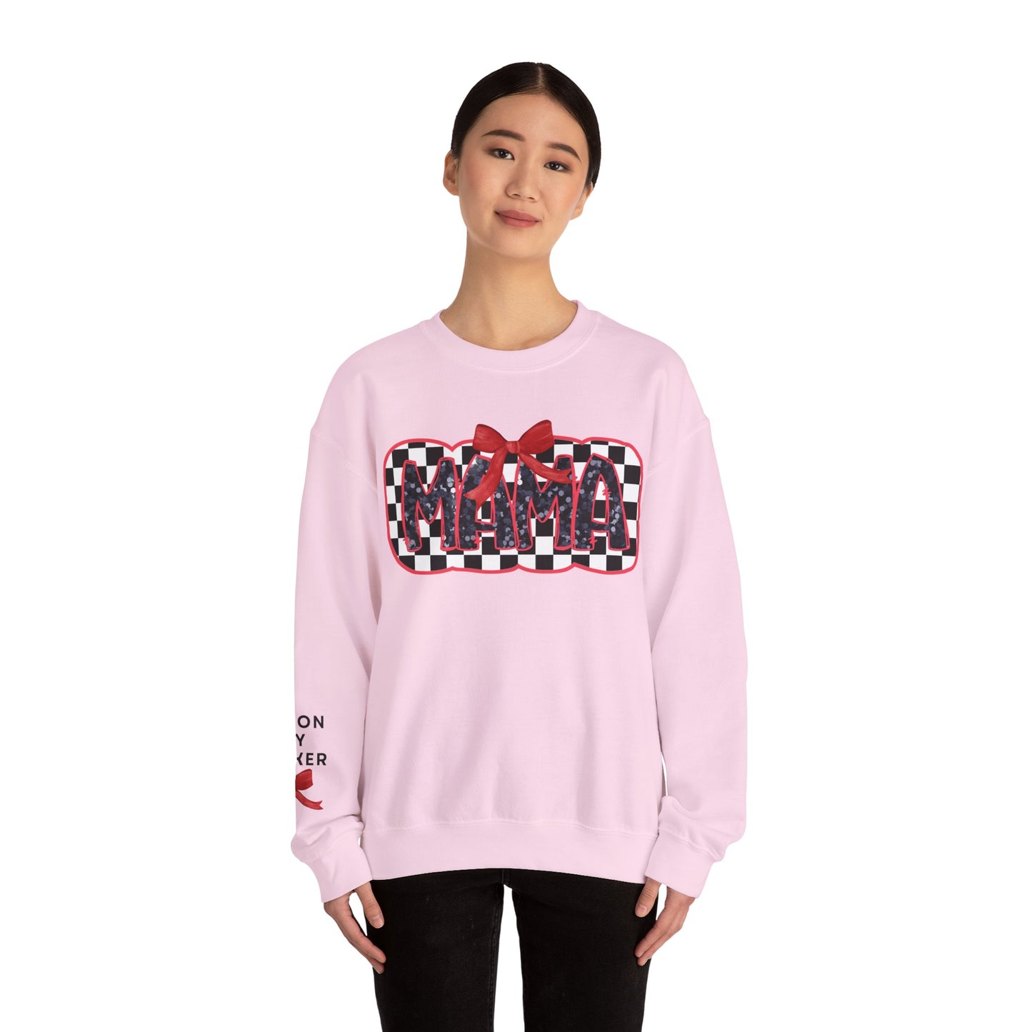 Personalized Checkered Coquette Mama Sweatshirt