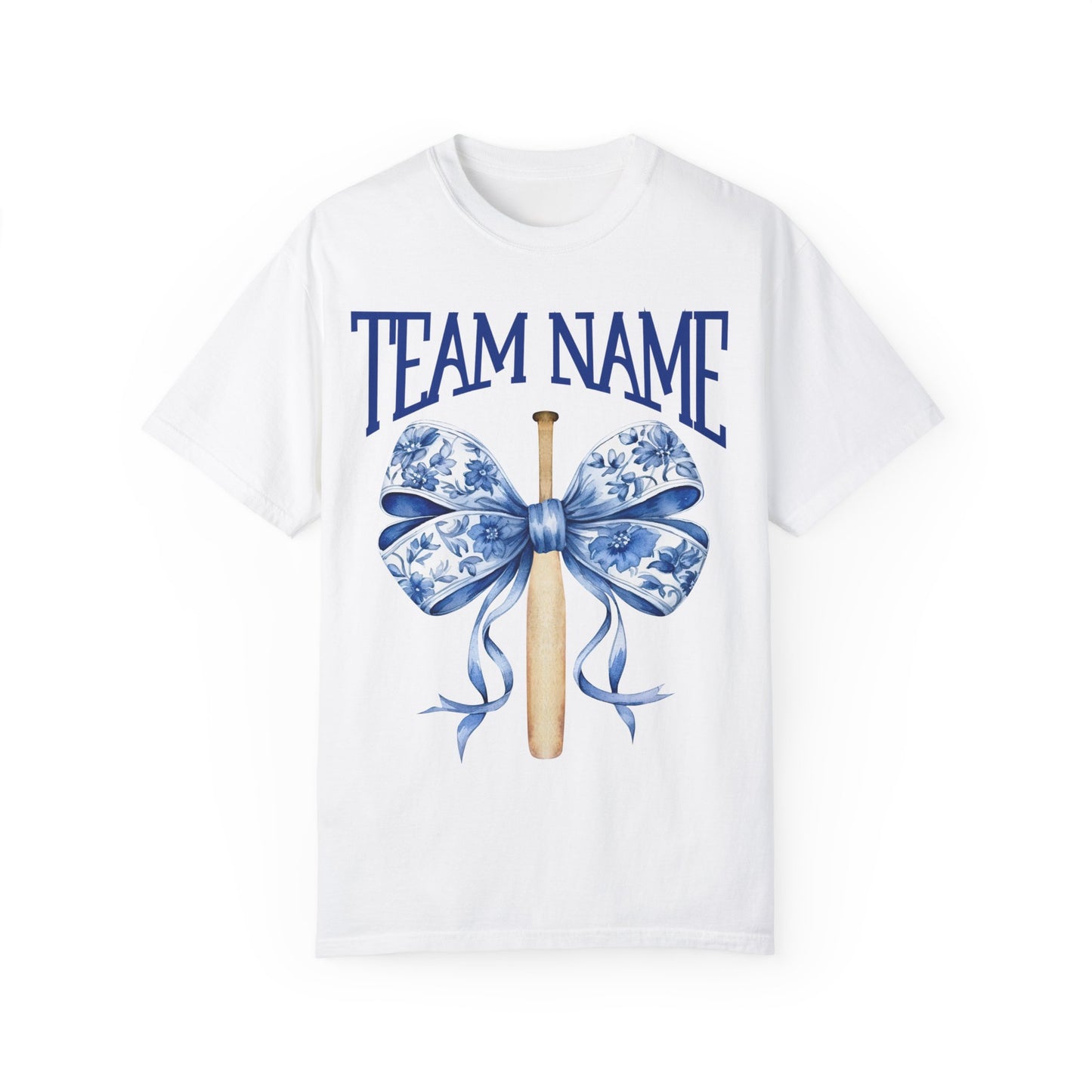 Custom Team Name Toile Baseball Mom Bow T-Shirt