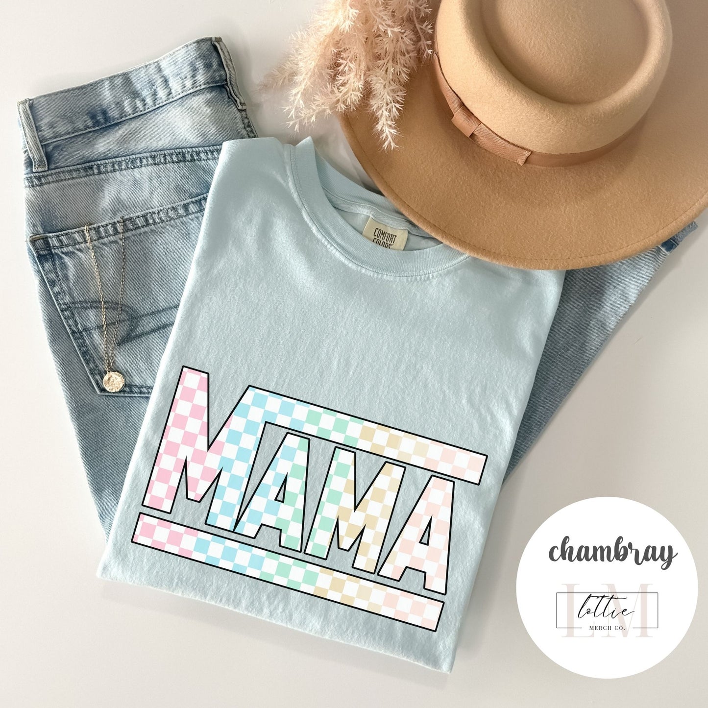 Mama Colored Checkered T-shirt