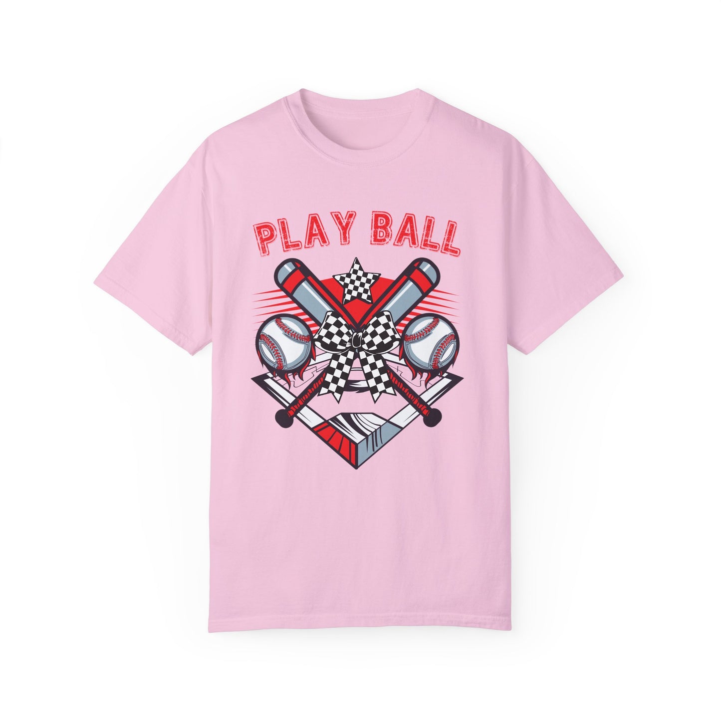Play Ball Checkered Bow T-Shirt