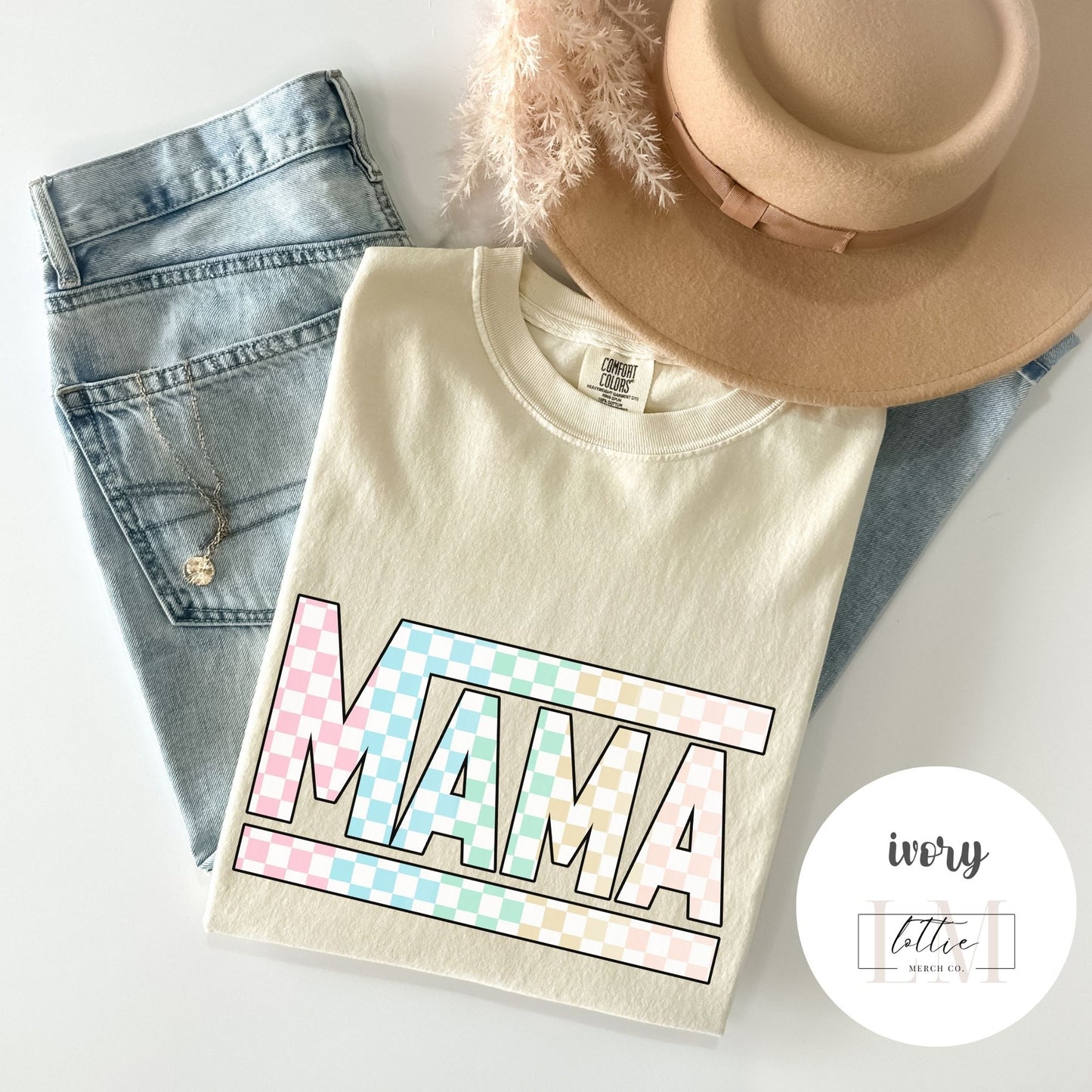 Mama Colored Checkered T-shirt