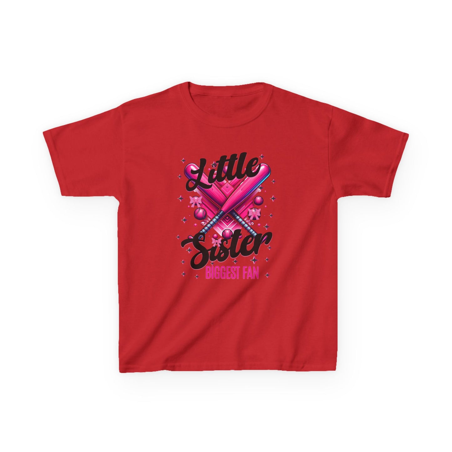 Kids Little Sister Biggest Baseball Softball Fan Tee