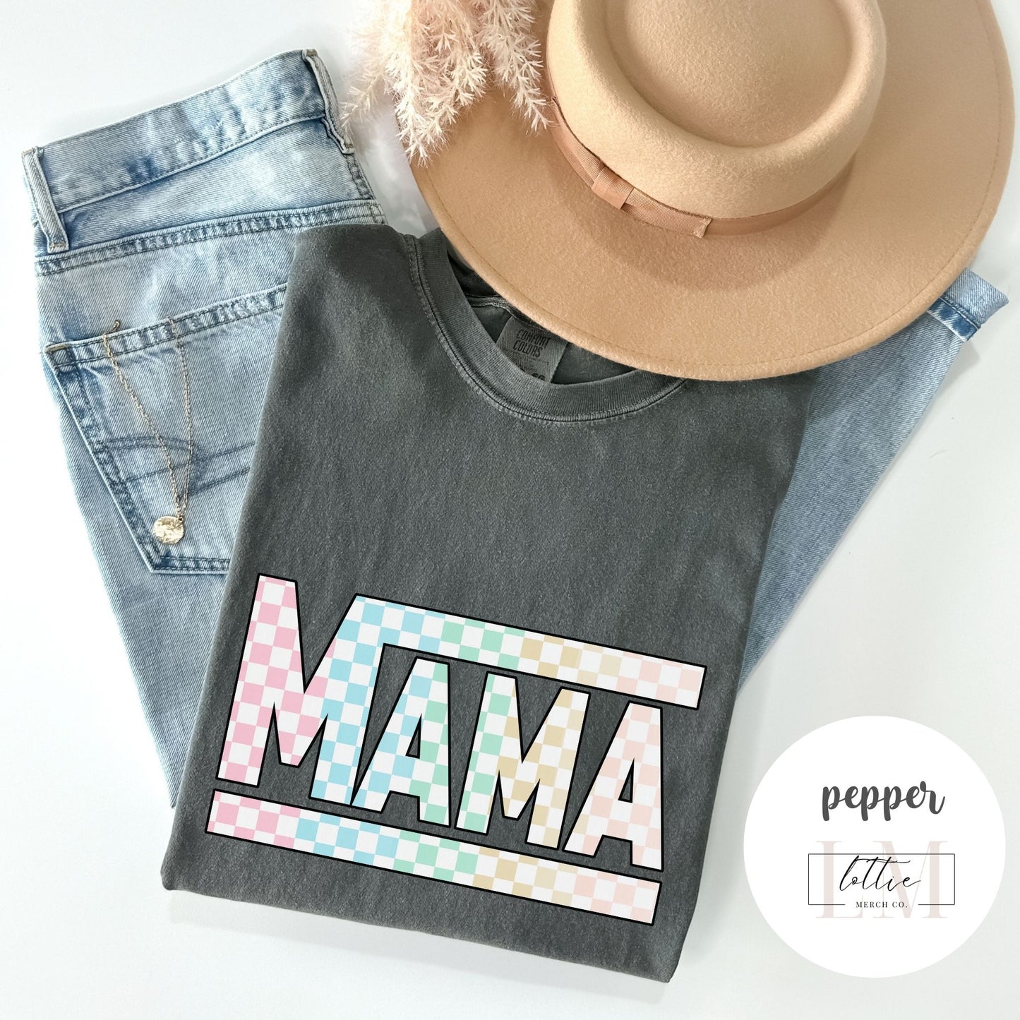 Mama Colored Checkered T-shirt