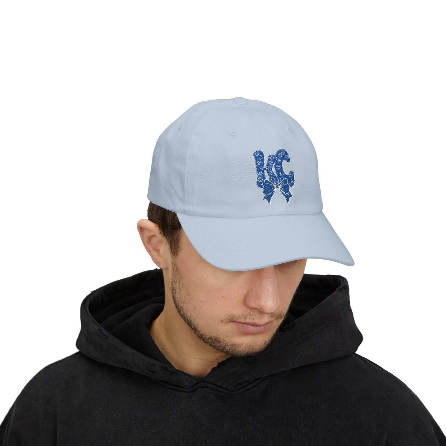Coquette KC Baseball Doodle Letter Embroidered Dad Cap, Mother's Day Gift, Birthday Gift for Mom