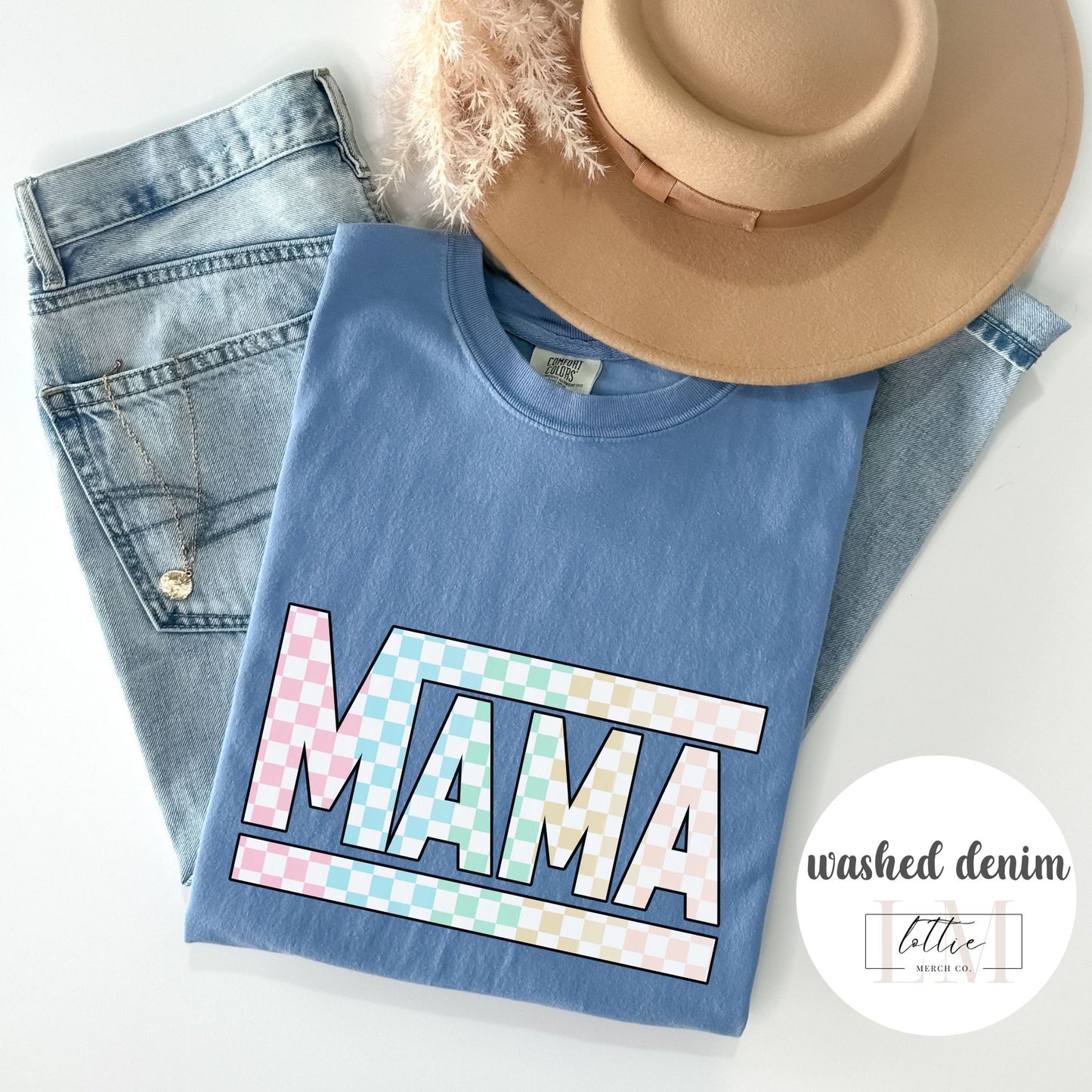 Mama Colored Checkered T-shirt