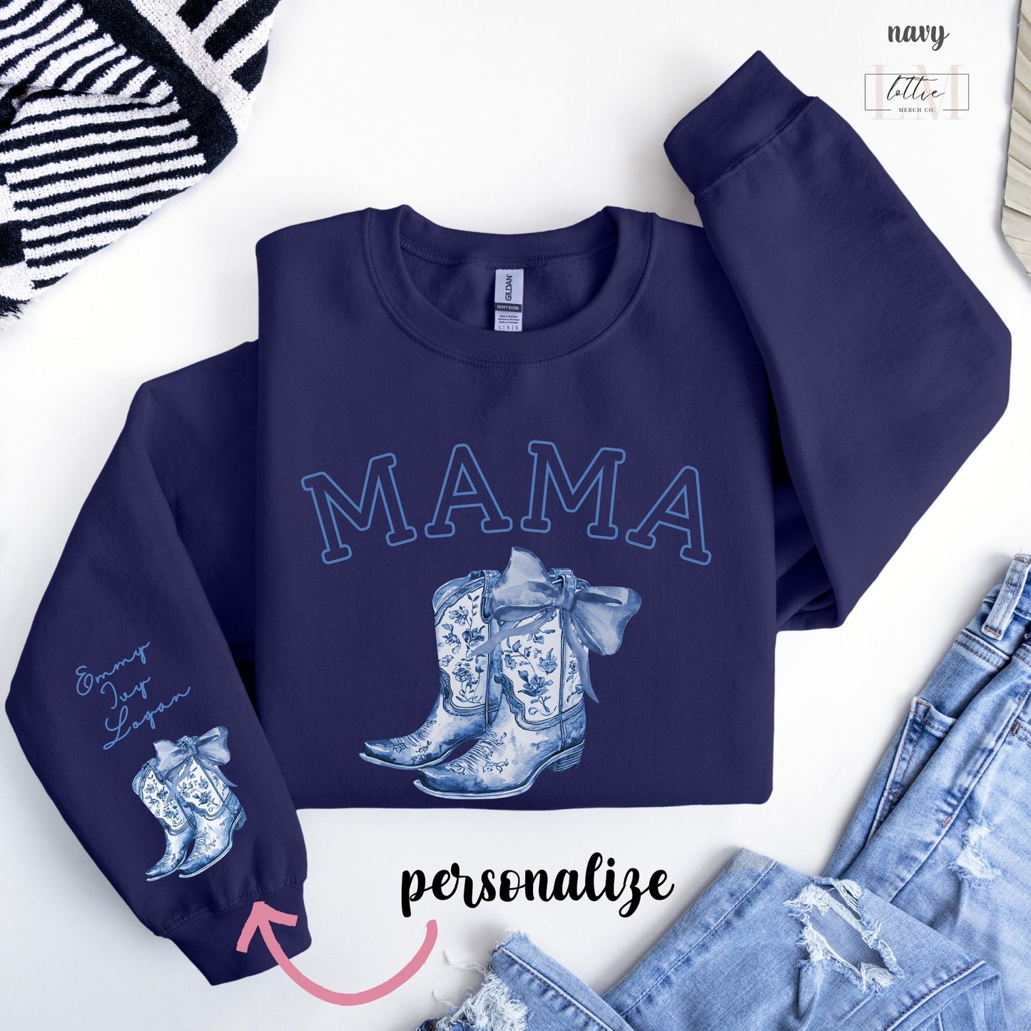 Personalized Western Toile Coquette Mama Sweatshirt