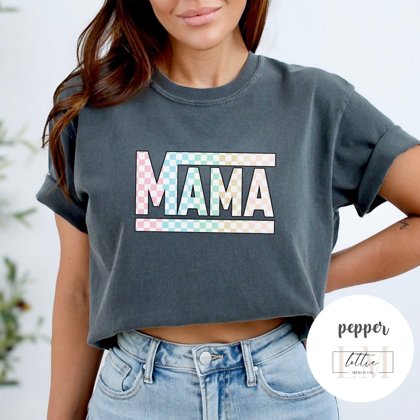 Mama Colored Checkered T-shirt