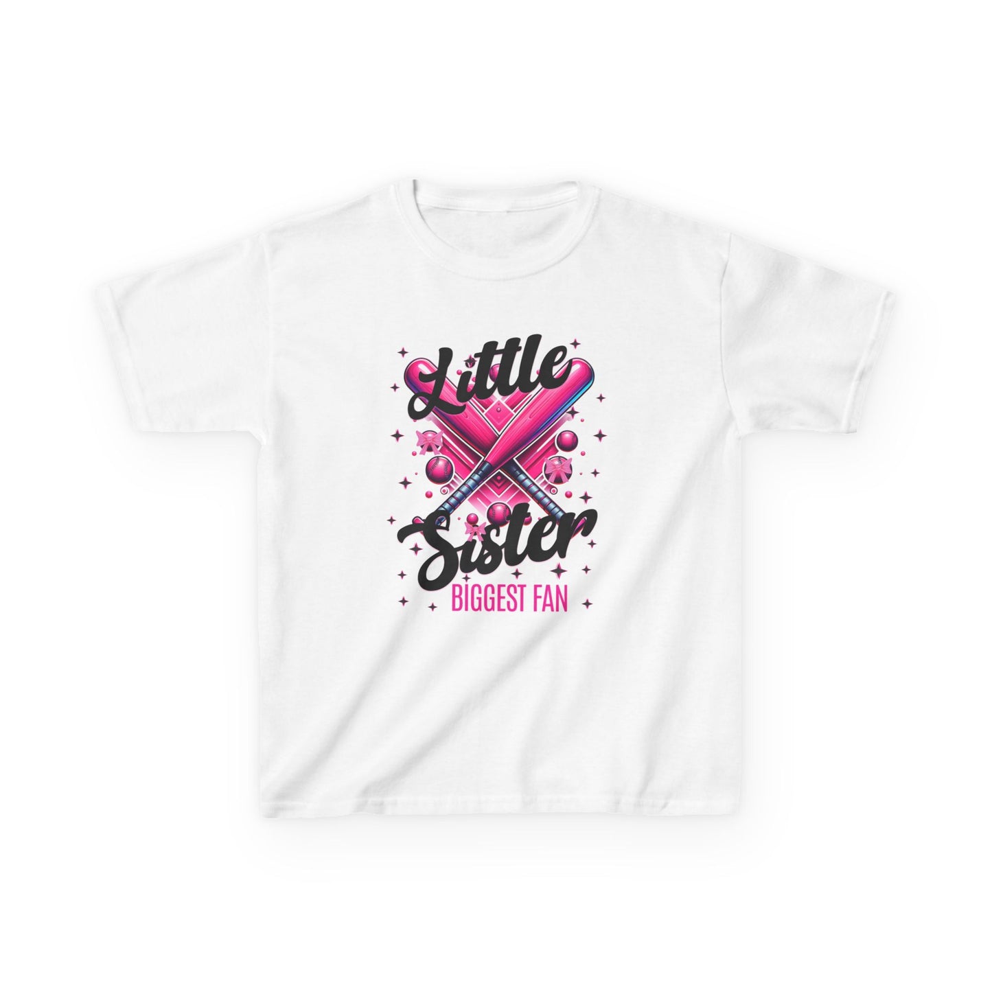 Kids Little Sister Biggest Baseball Softball Fan Tee