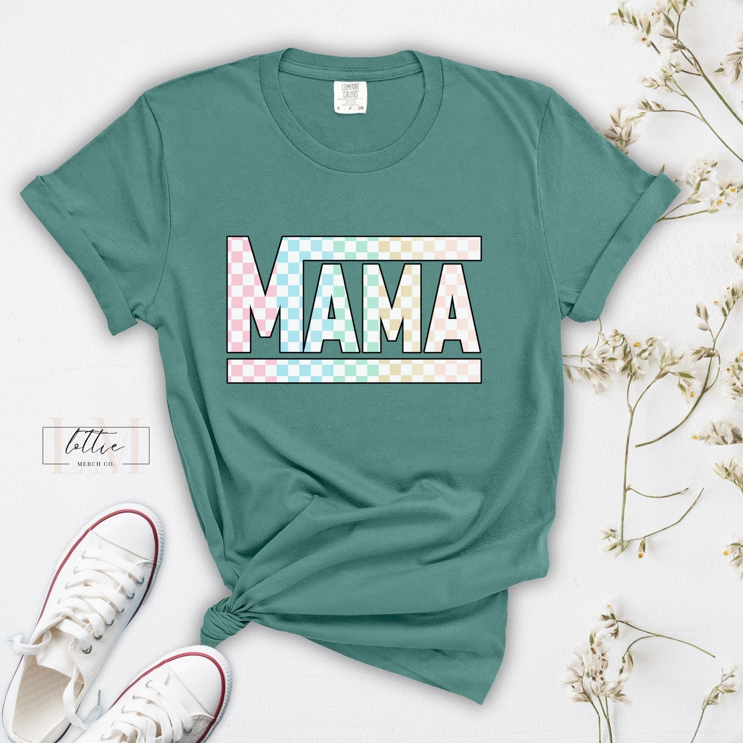 Mama Colored Checkered T-shirt