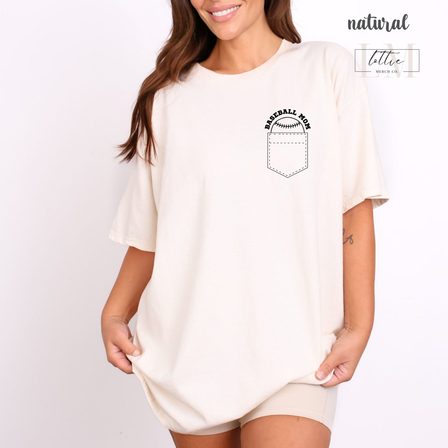 Baseball Mom Pocket Design T-Shirt