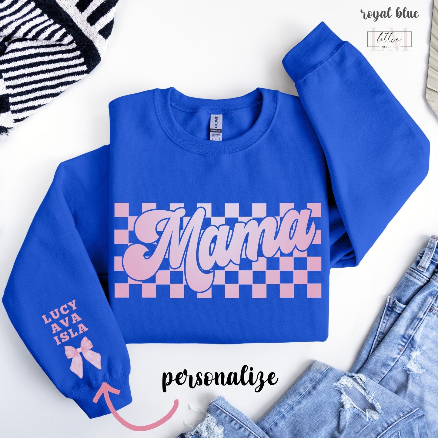 Personalized Checkered Mama Sweatshirt