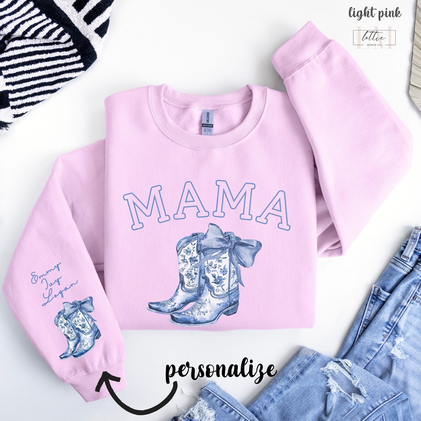 Personalized Western Toile Coquette Mama Sweatshirt