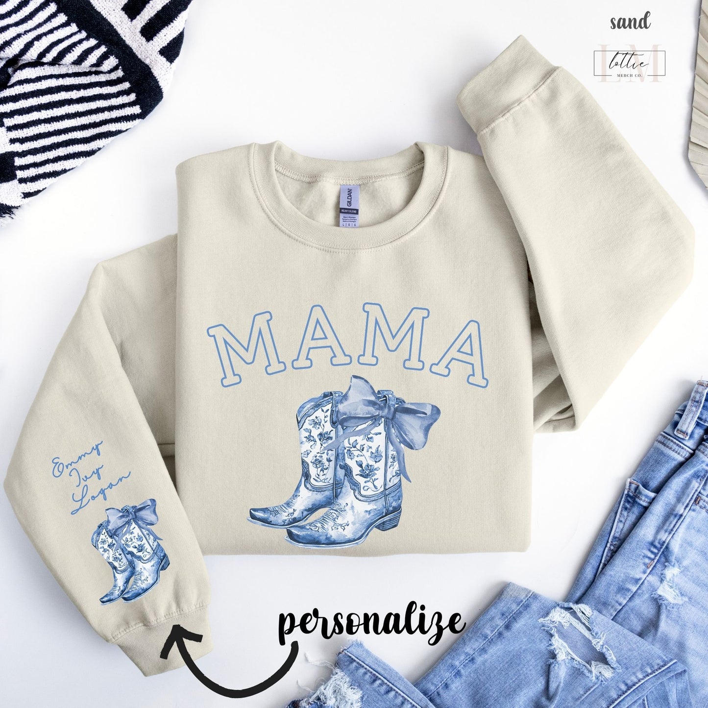 Personalized Western Toile Coquette Mama Sweatshirt