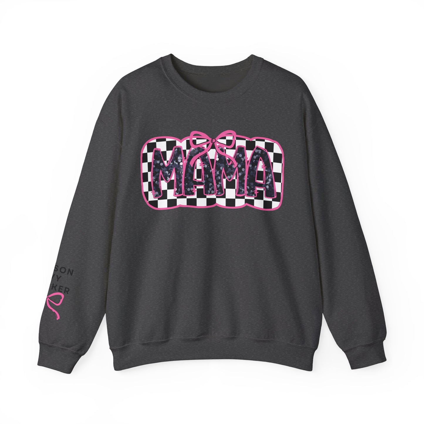 Personalized Bow Checkered Mama Sweatshirt
