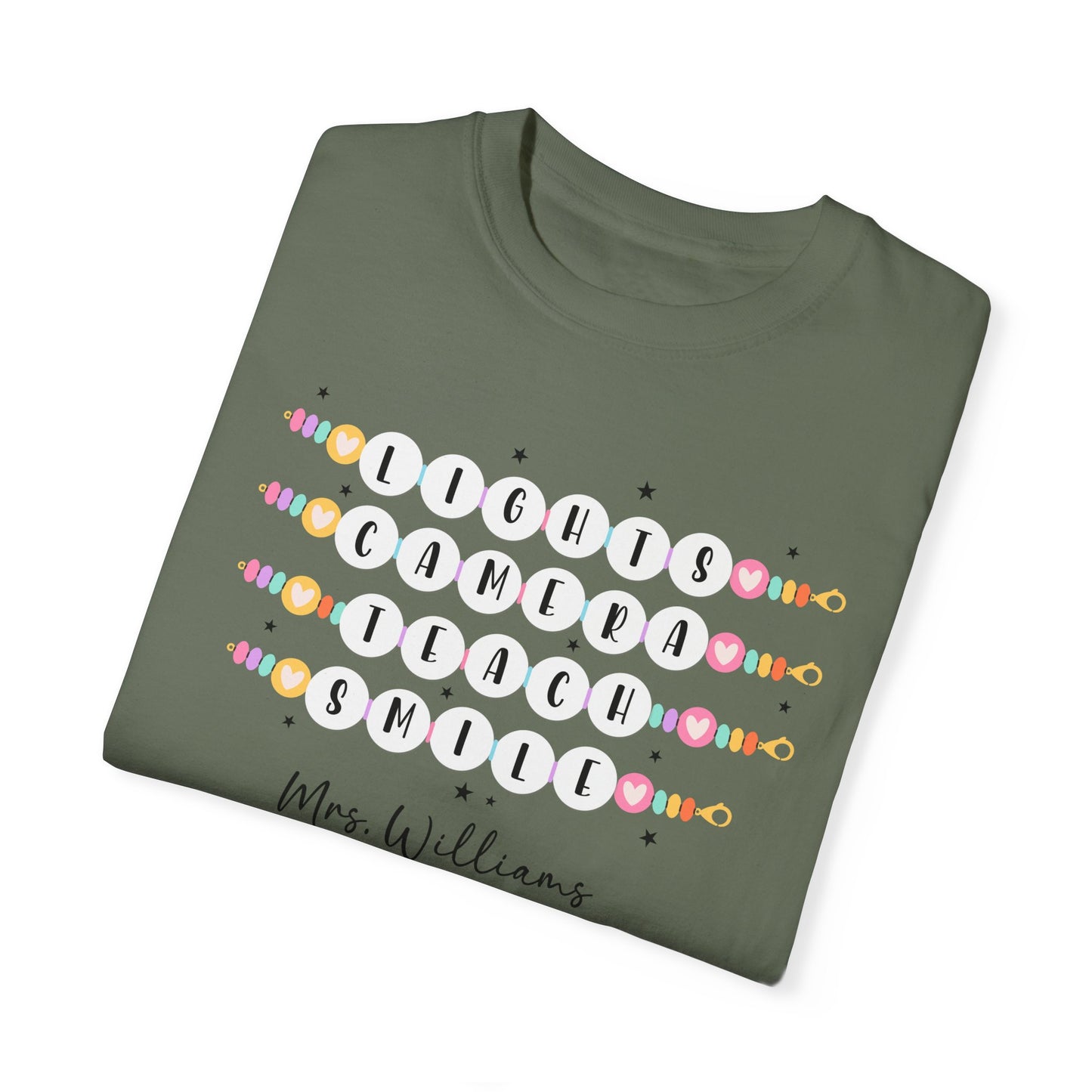 Lights Camera Teach Smile Personalized Teacher Shirt Gift Comfort Colors Shirt