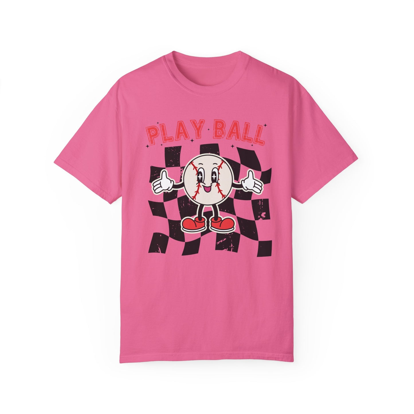 Play Baseball Checkered T-Shirt