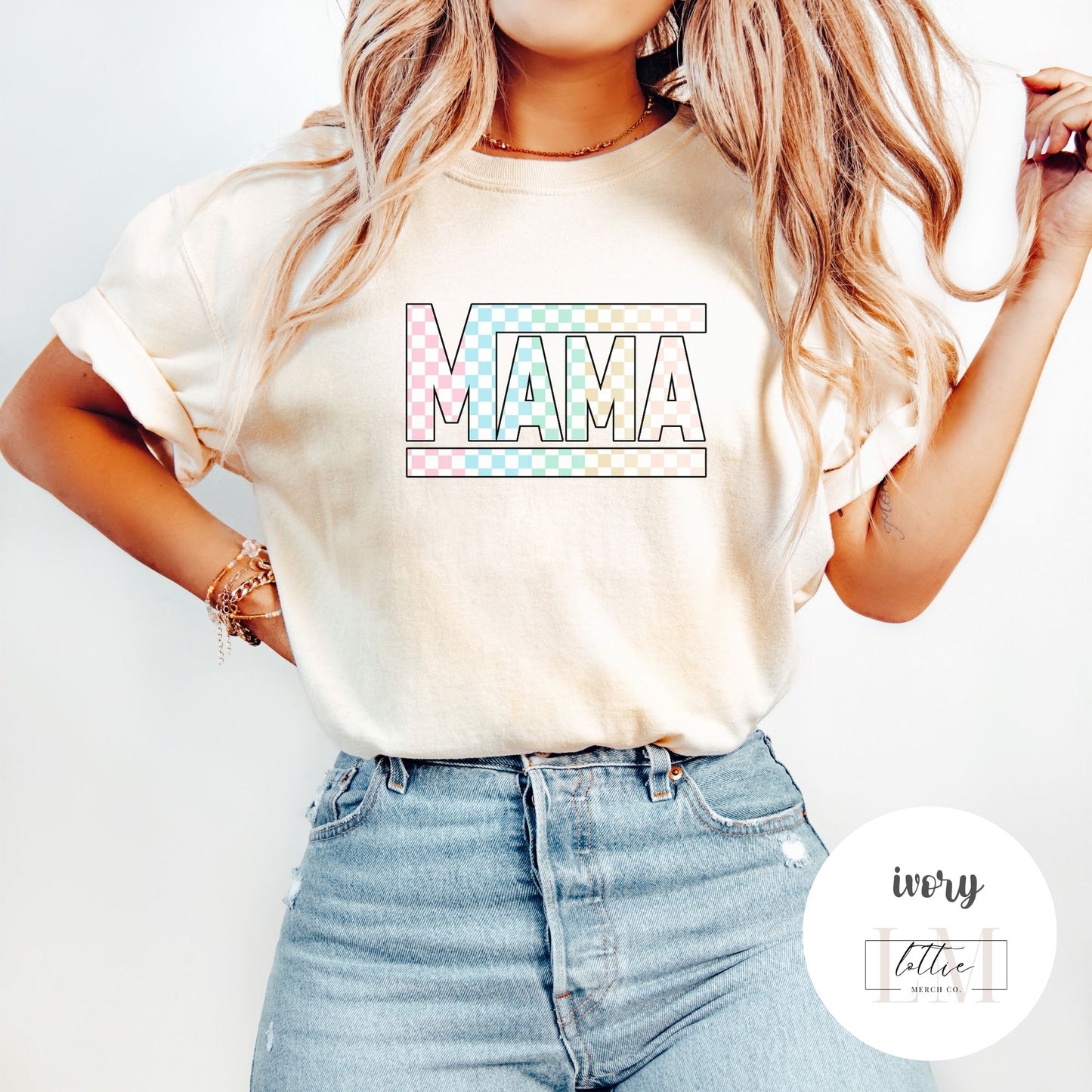 Mama Colored Checkered T-shirt