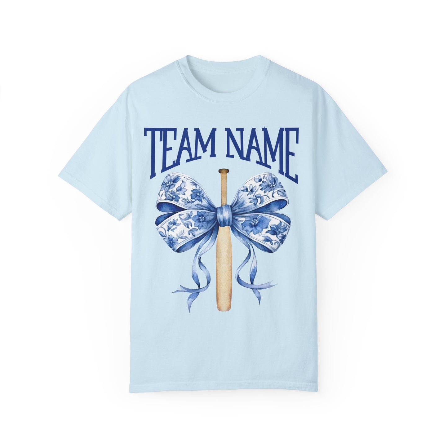 Custom Team Name Toile Baseball Mom Bow T-Shirt