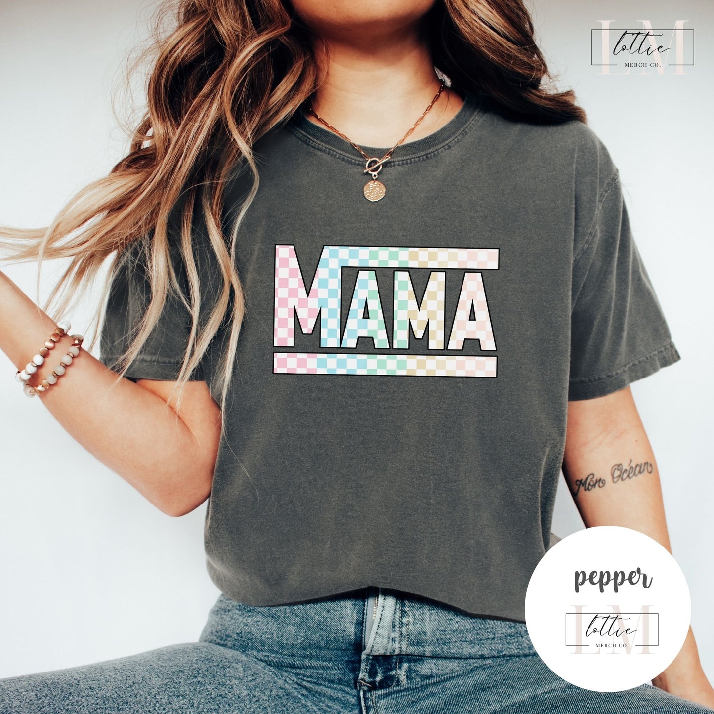Mama Colored Checkered T-shirt