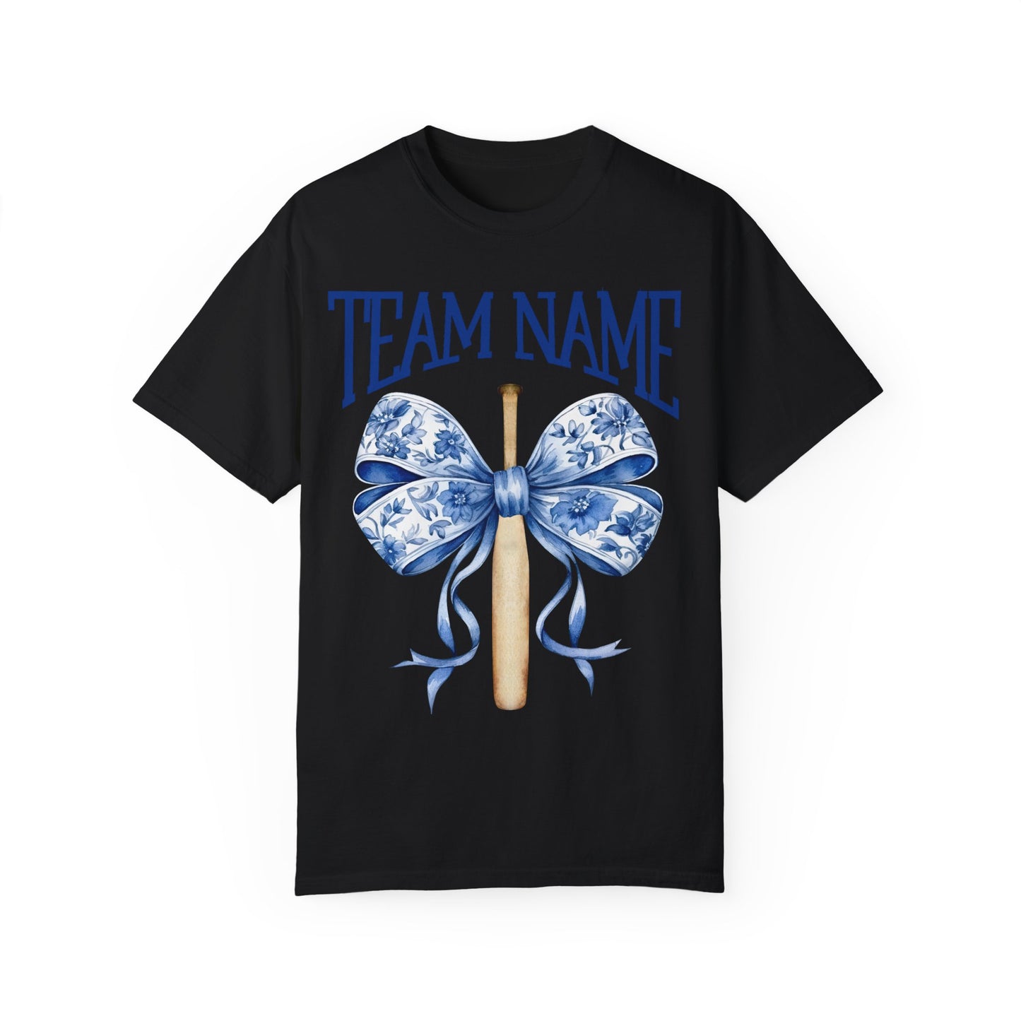 Custom Team Name Toile Baseball Mom Bow T-Shirt