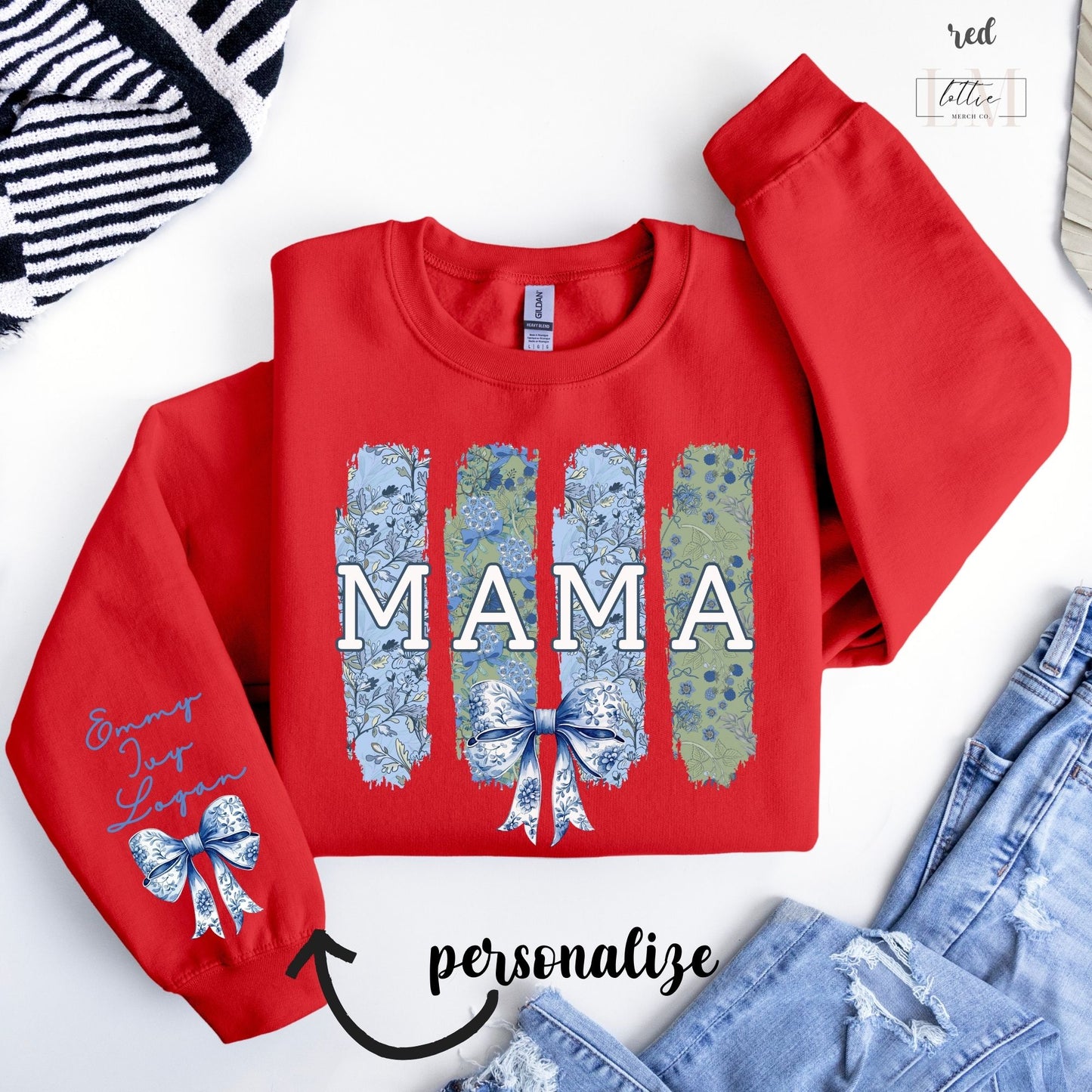 Custom Brushtroke Floral Coquette Mama Sweatshirt