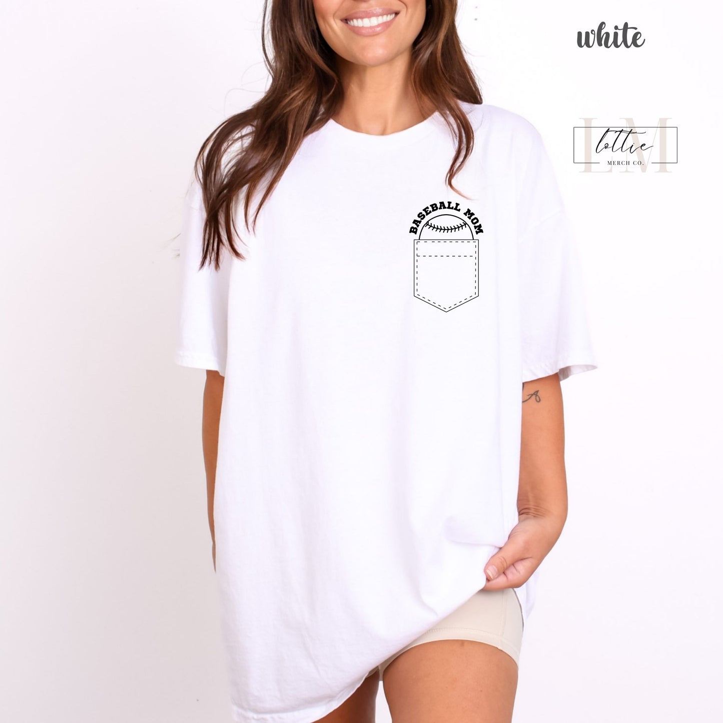 Baseball Mom Pocket Design T-Shirt