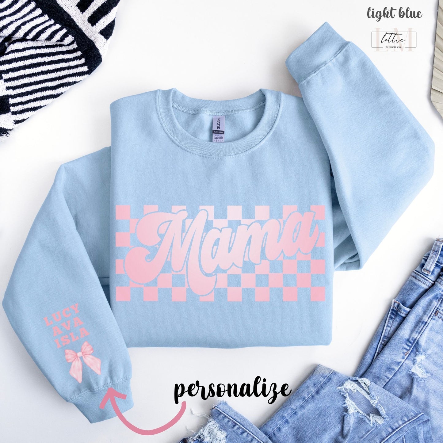 Personalized Checkered Mama Sweatshirt