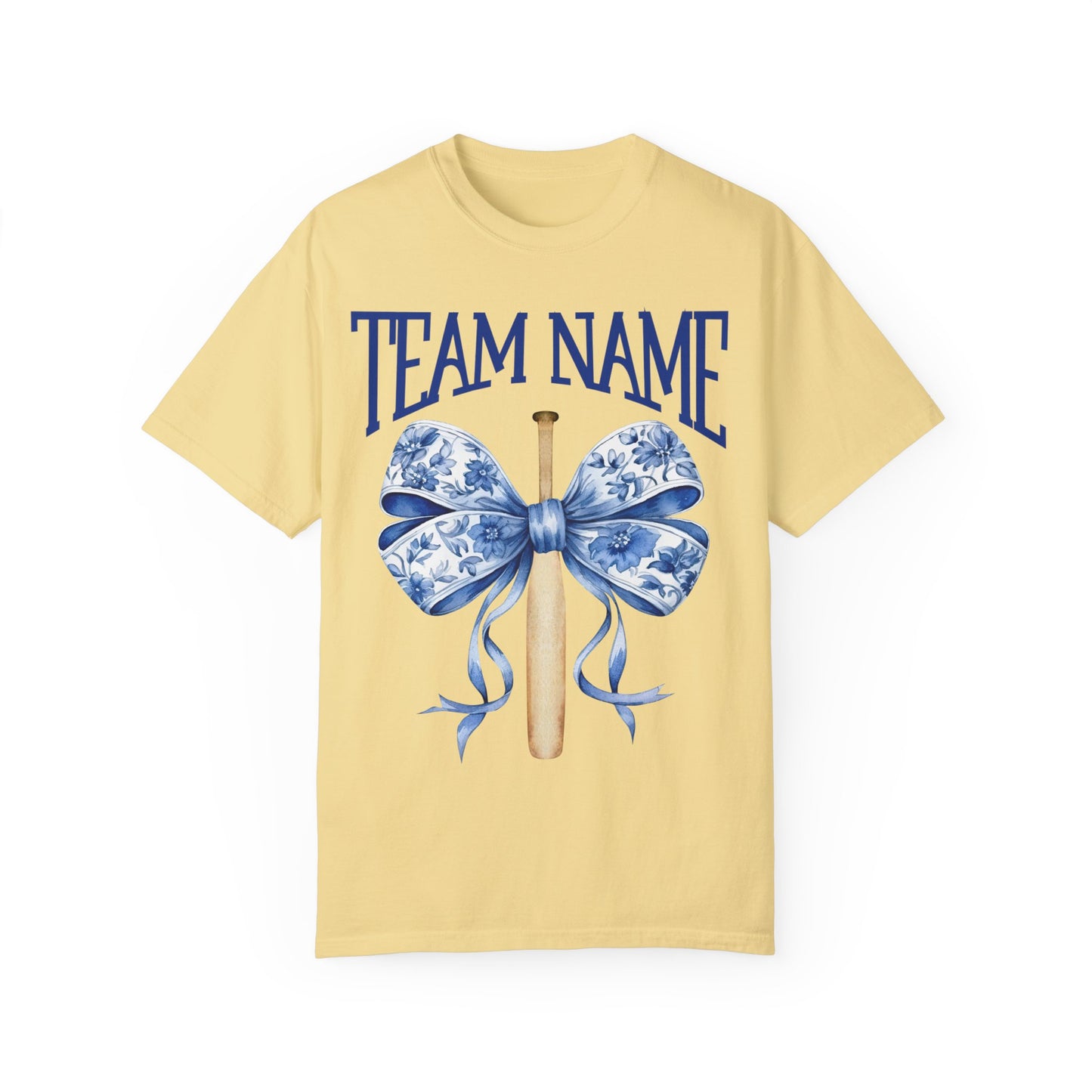 Custom Team Name Toile Baseball Mom Bow T-Shirt