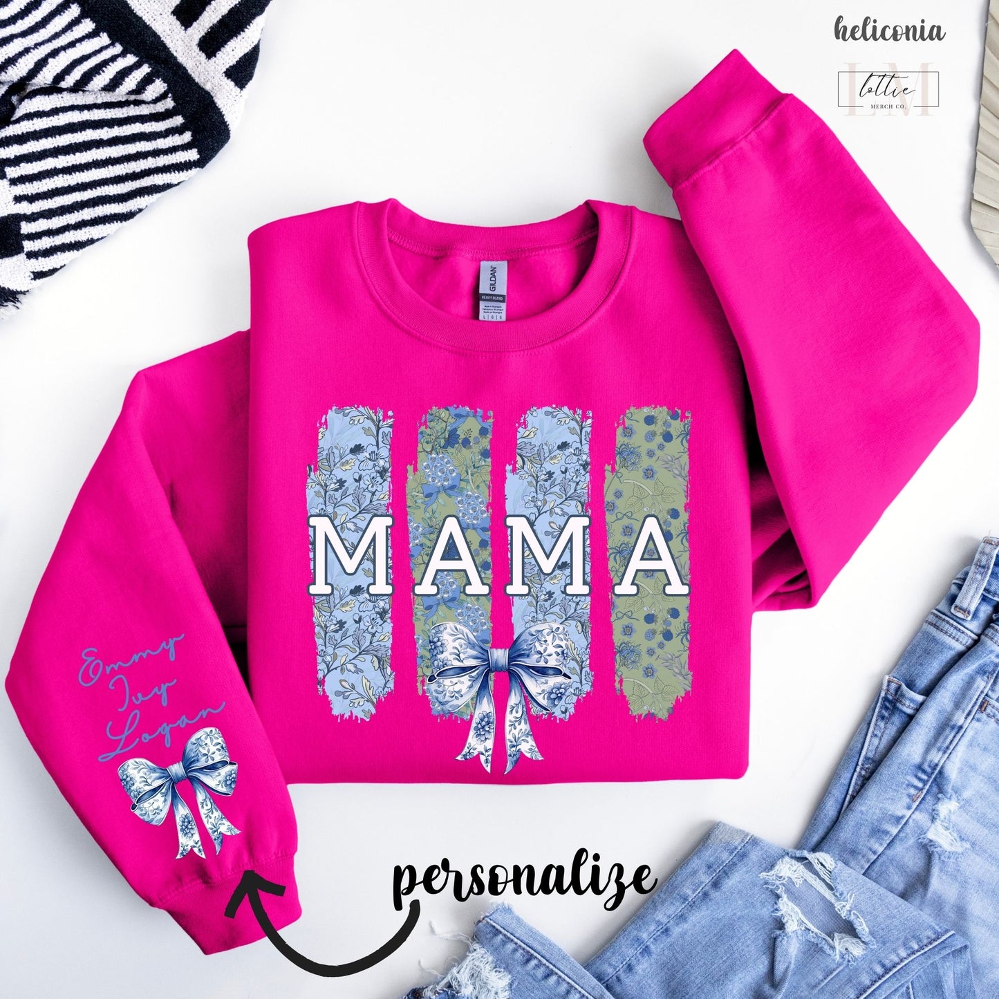 Custom Brushtroke Floral Coquette Mama Sweatshirt