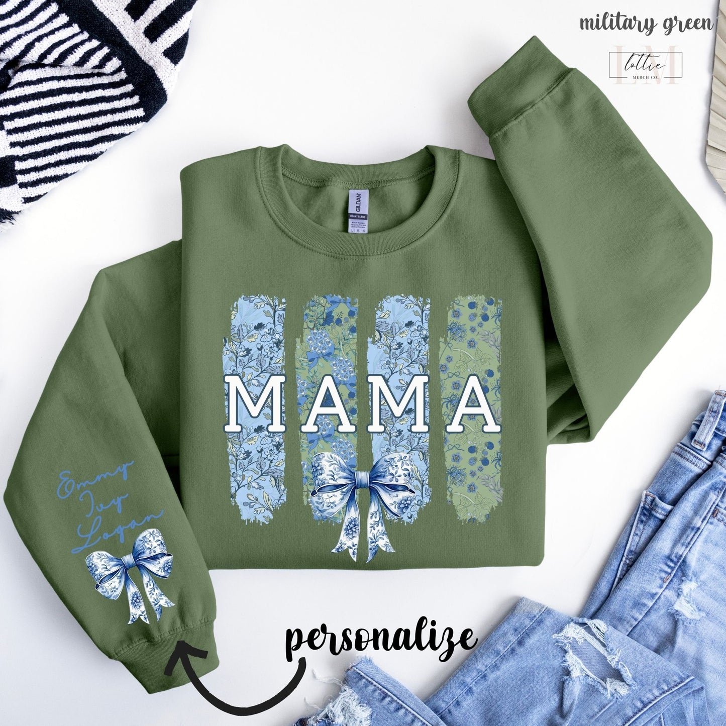 Custom Brushtroke Floral Coquette Mama Sweatshirt