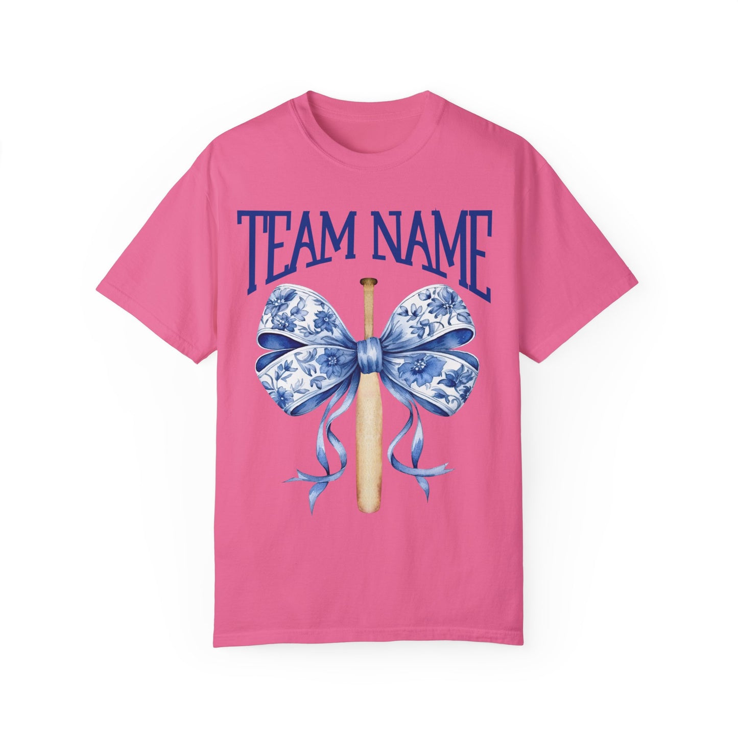 Custom Team Name Toile Baseball Mom Bow T-Shirt