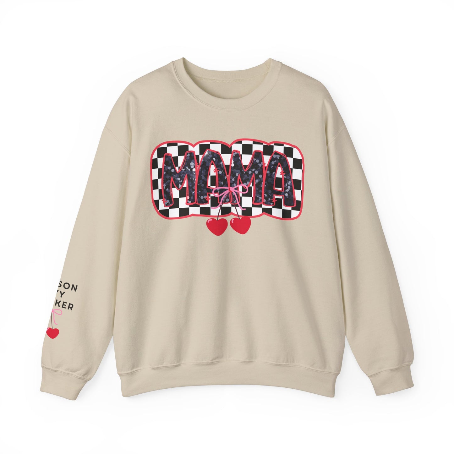 Checkered Cherry Mama Crewneck Sweatshirt (personalized)