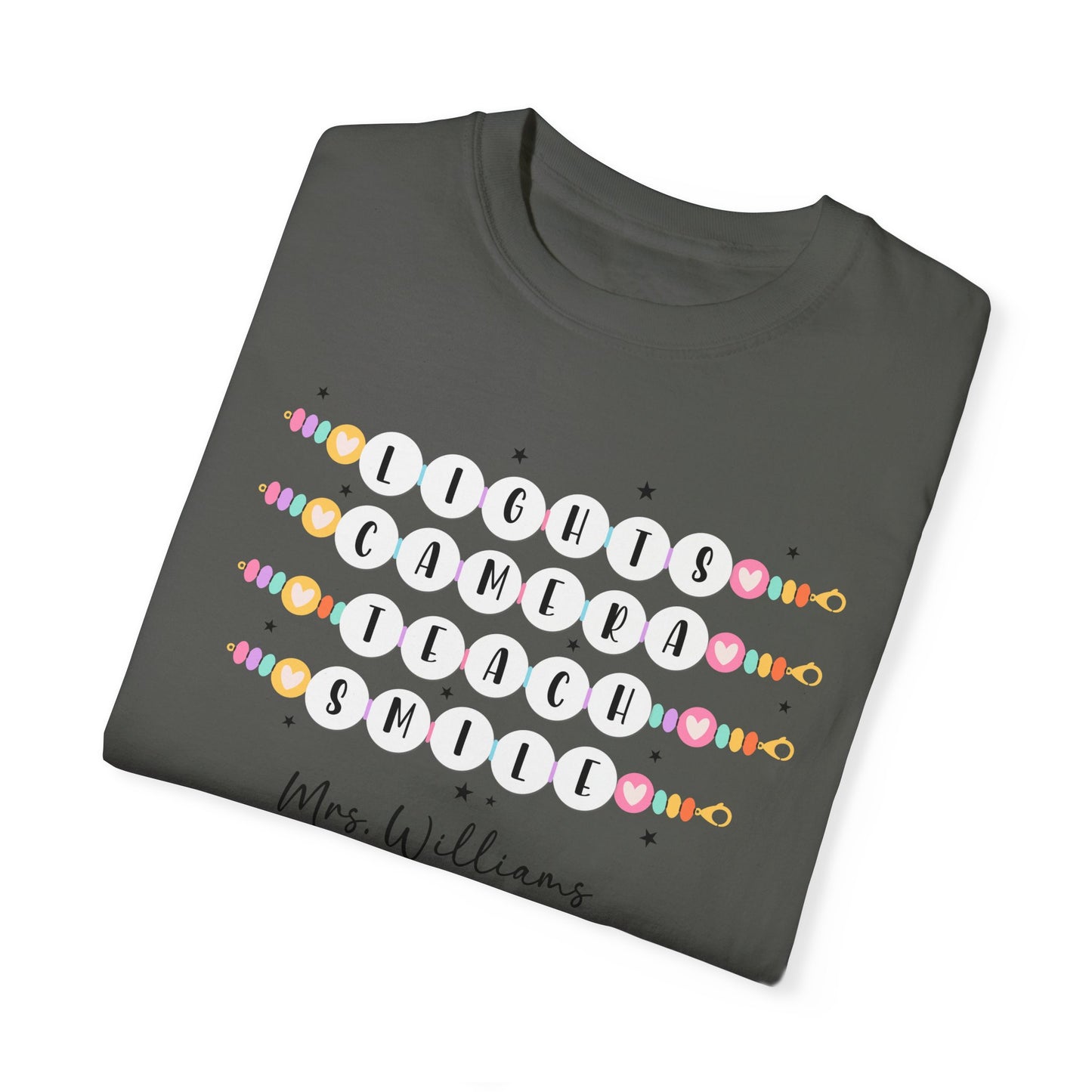 Lights Camera Teach Smile Personalized Teacher Shirt Gift Comfort Colors Shirt
