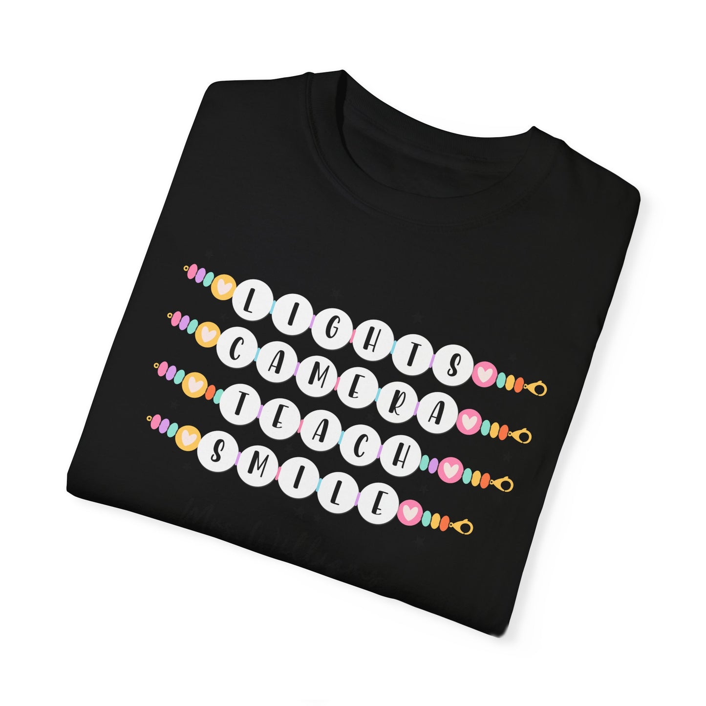 Lights Camera Teach Smile Personalized Teacher Shirt Gift Comfort Colors Shirt