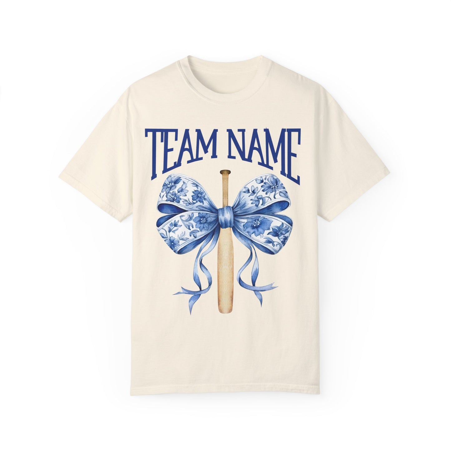 Custom Team Name Toile Baseball Mom Bow T-Shirt