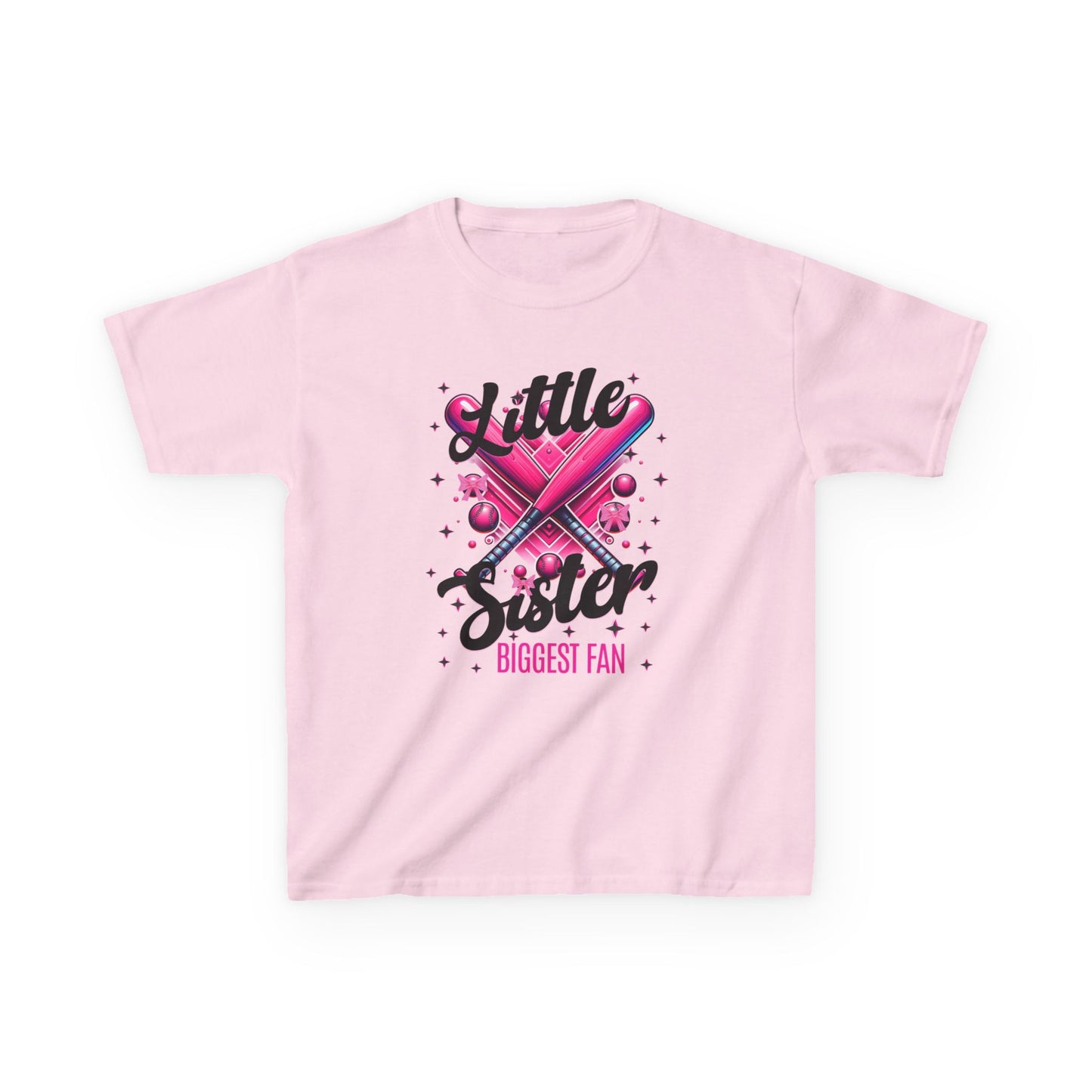 Kids Little Sister Biggest Baseball Softball Fan Tee