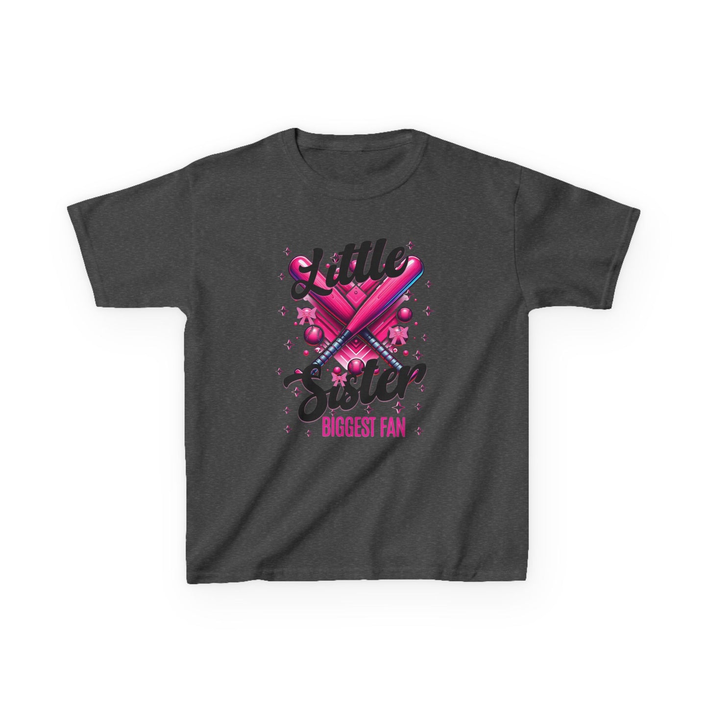 Kids Little Sister Biggest Baseball Softball Fan Tee