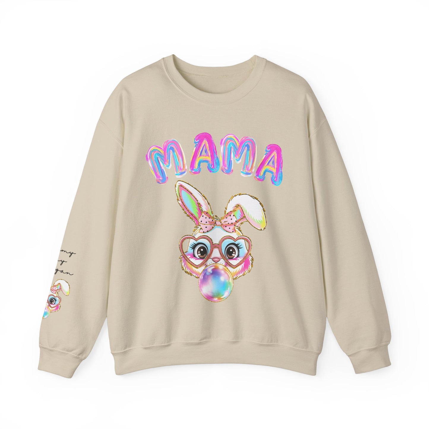 Personalized Mama Bunny Blowing Bubbles Sweatshirt
