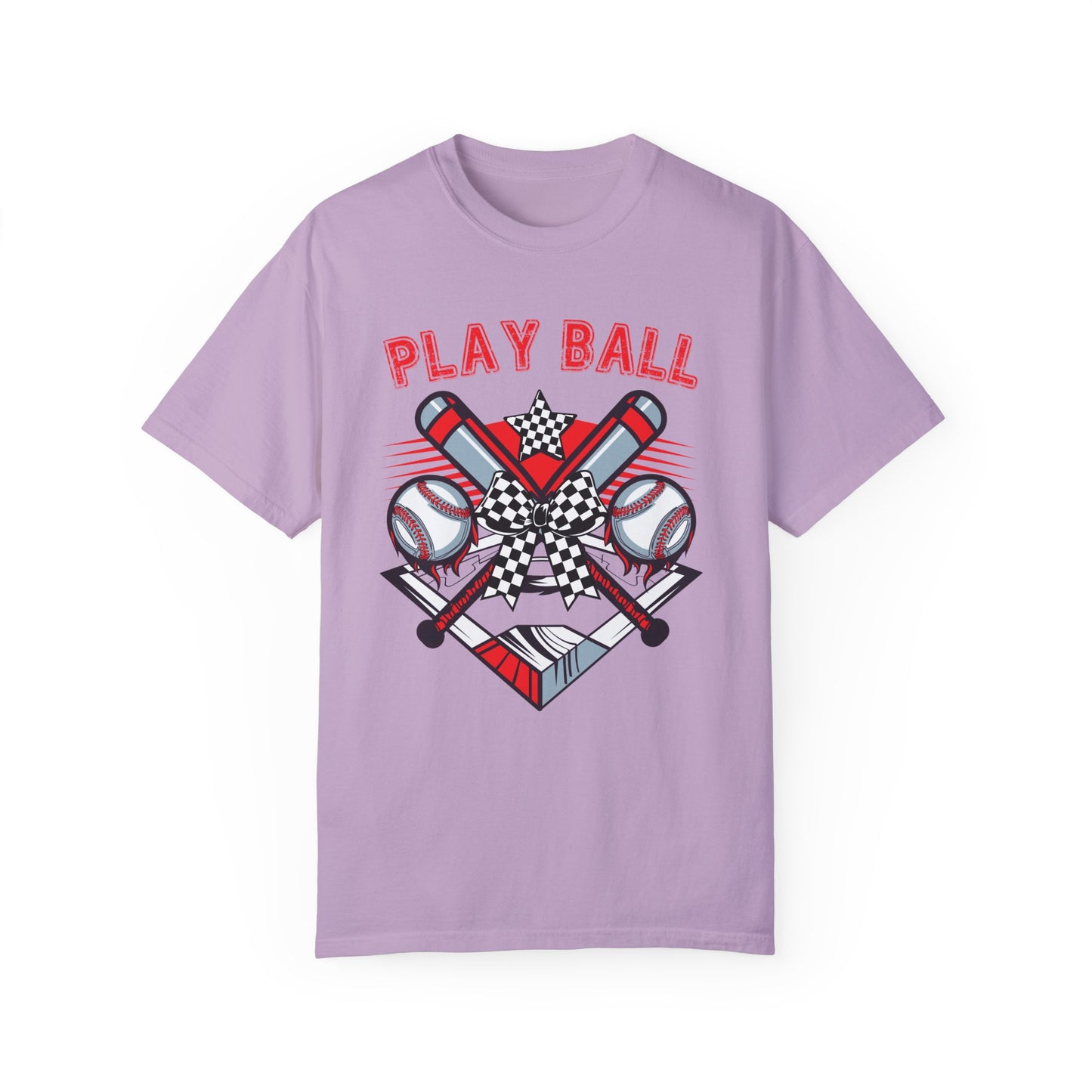 Play Ball Checkered Bow T-Shirt