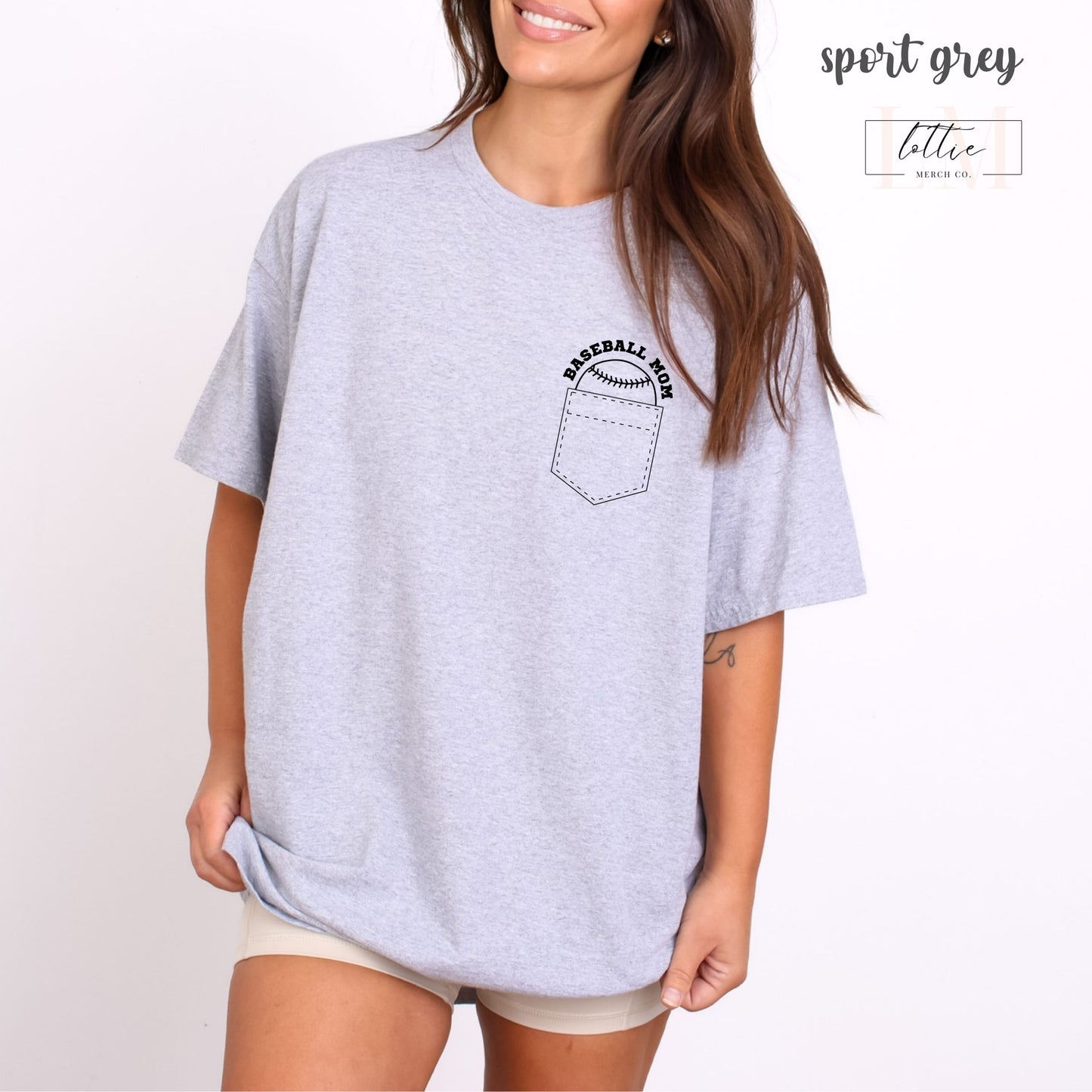 Baseball Mom Pocket Design T-Shirt
