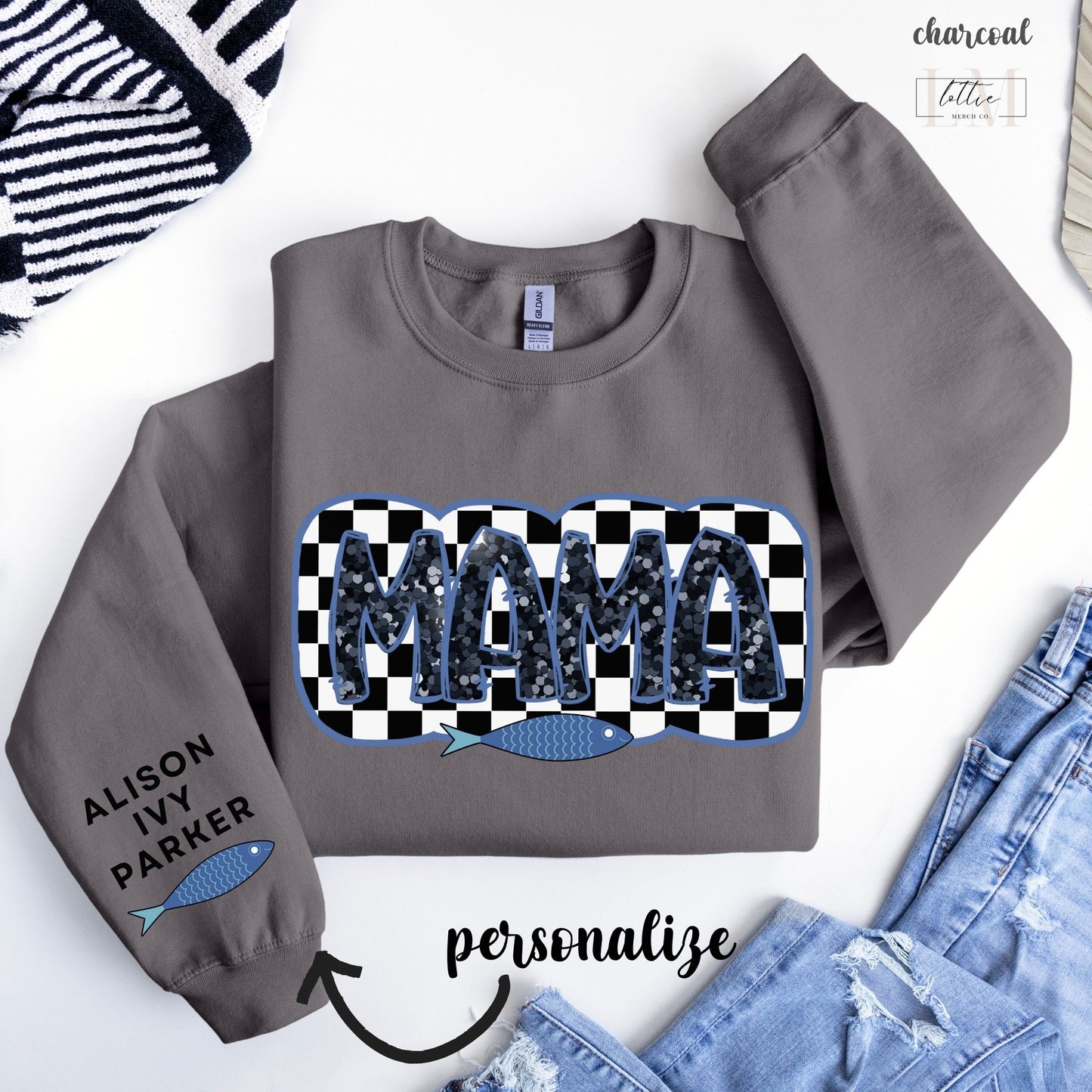 Personalized Fisherman Aesthetic Mama Sweatshirt