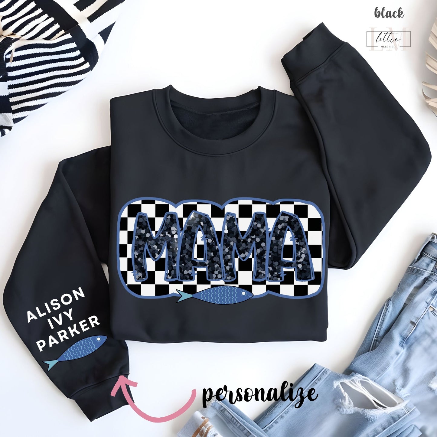 Personalized Fisherman Aesthetic Mama Sweatshirt