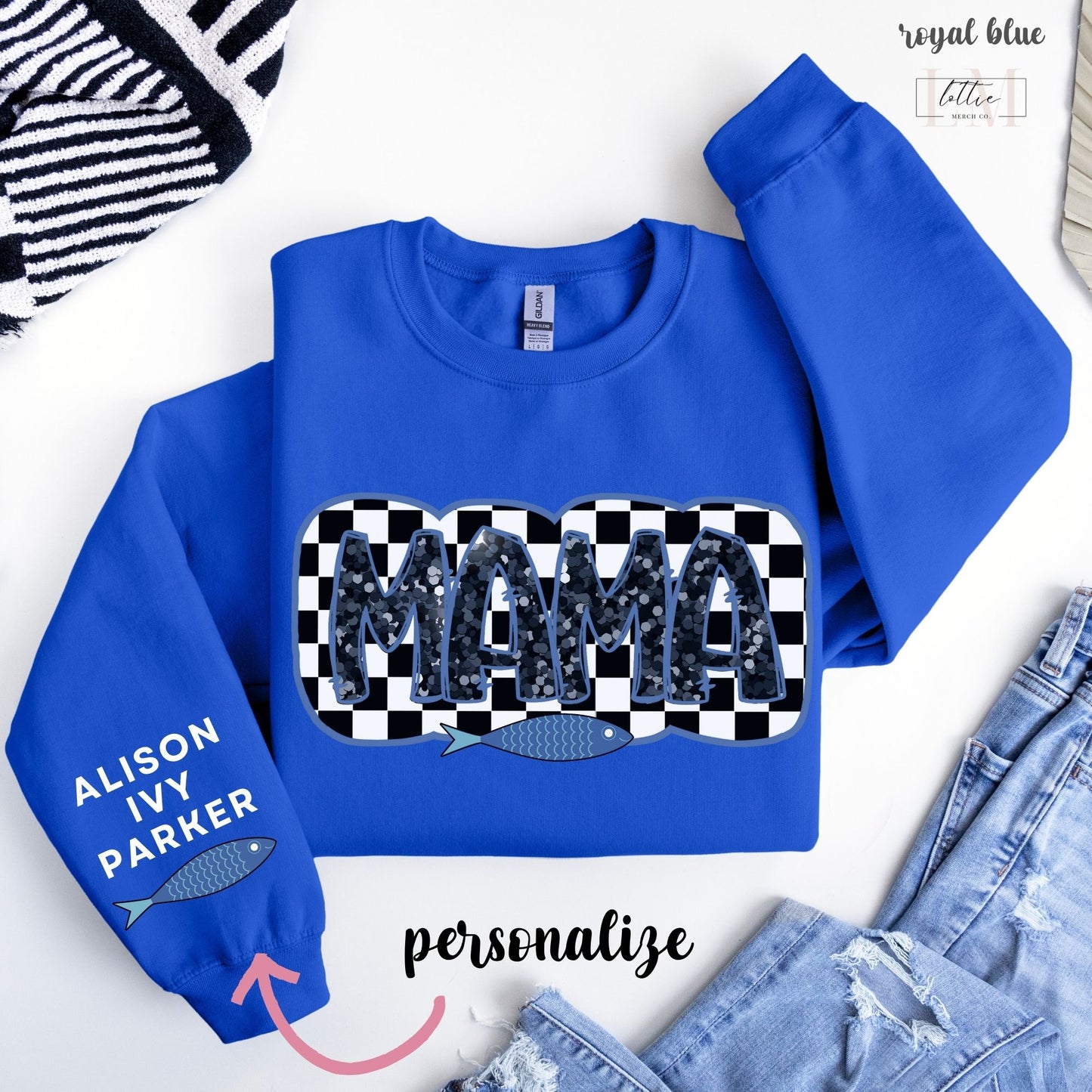 Personalized Fisherman Aesthetic Mama Sweatshirt