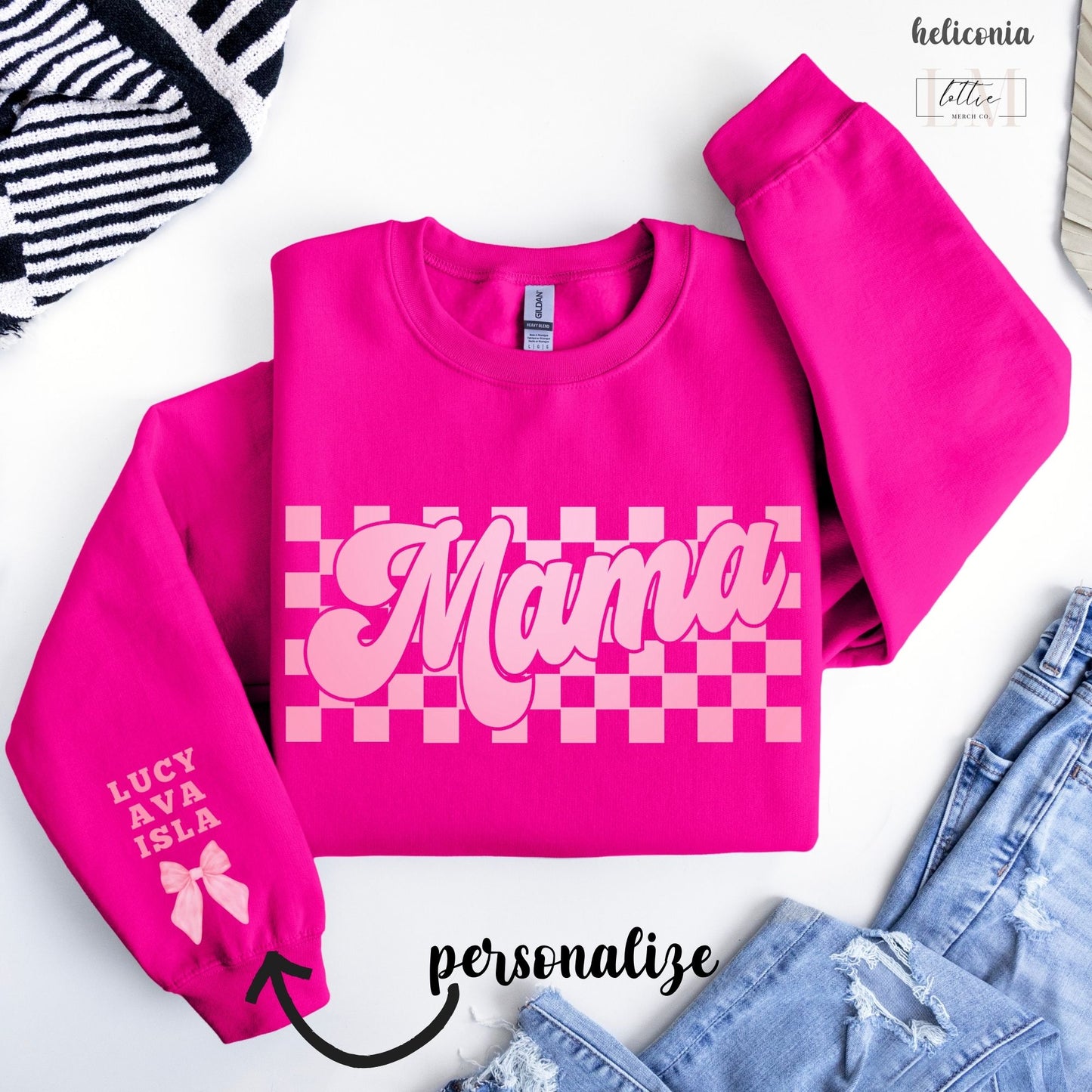 Personalized Checkered Mama Sweatshirt